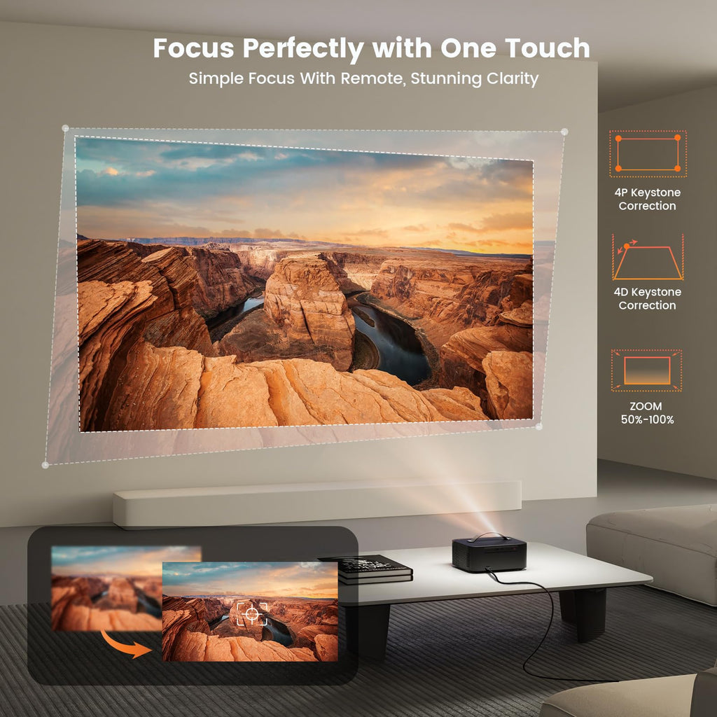 Outdoor-Projector-4K with WiFi and Bluetooth: [3000 Brightness/50W DoIby/Built-in APPs] Portable-Projector Smart OS 2.0&AI Auto Focus, ONOAYO Movie Proyector Compatible with Netflix/YouTube/PrimeVideo - Flex Gamingproduct_type