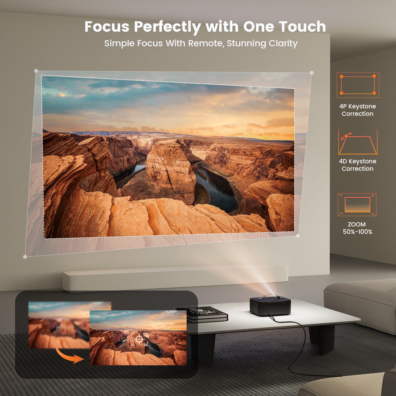 Outdoor-Projector-4K with WiFi and Bluetooth: [3000 Brightness/50W DoIby/Built-in APPs] Portable-Projector Smart OS 2.0&AI Auto Focus, ONOAYO Movie Proyector Compatible with Netflix/YouTube/PrimeVideo - Flex Gamingproduct_type