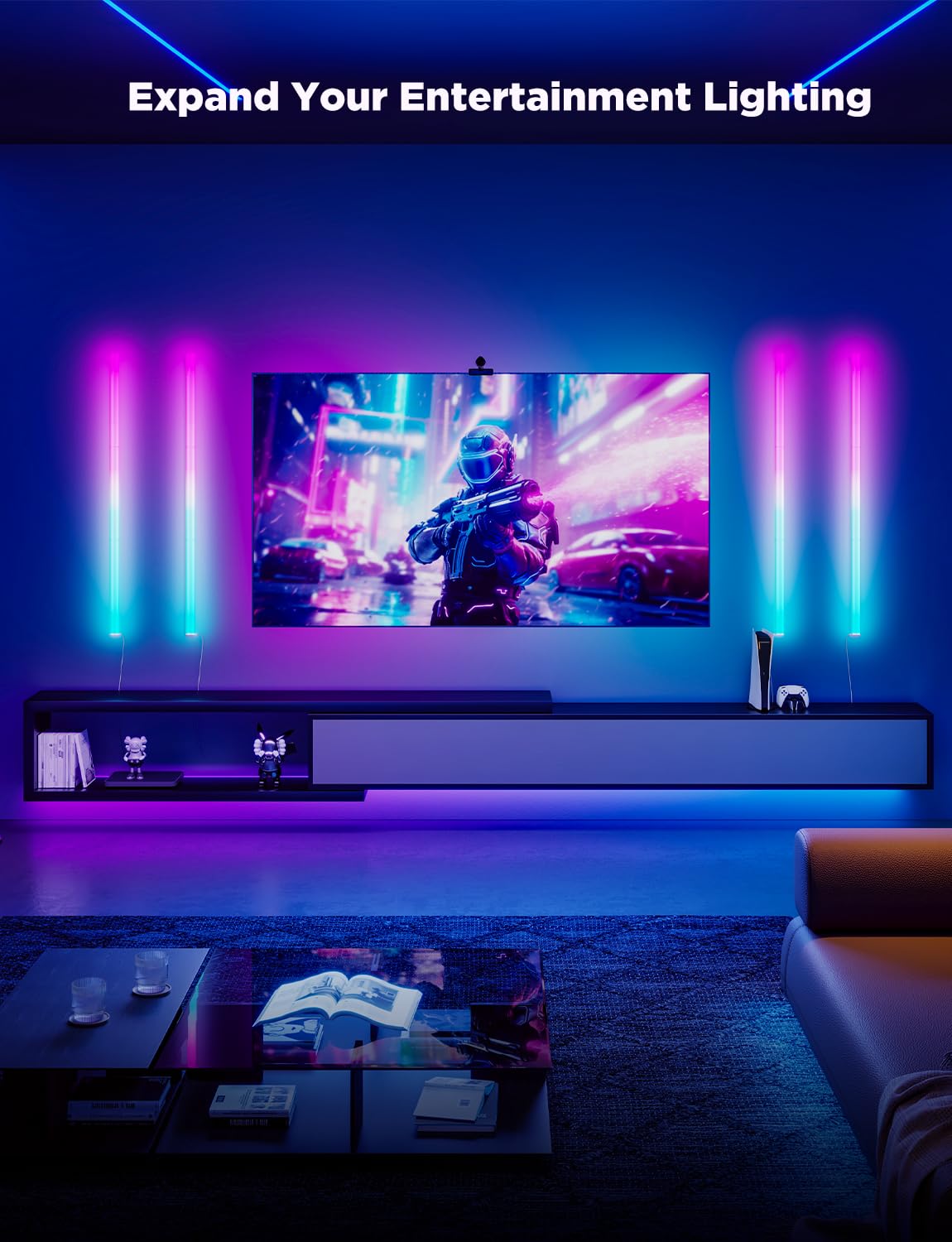 Govee Glide Wall Lights, RGBIC LED Light, Smart Gaming Light Compatible with SmartThings, RGB Lights Bar, LED Wall Lights for Bedroom, 2 Panels Set (3 Sections/Panel), Not Flexible - Flex Gamingproduct_type