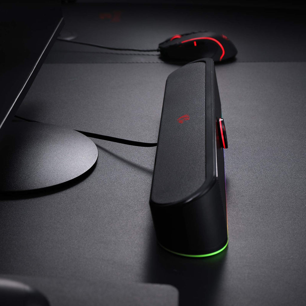 Redragon GS560 RGB Desktop Soundbar, 2.0 Channel Computer Speaker with Dynamic Lighting Bar Audio-Light Sync/Display, Touch-Control Backlit with Volume Knob, USB Powered w/ 3.5mm Cable, Black - Flex Gamingproduct_type