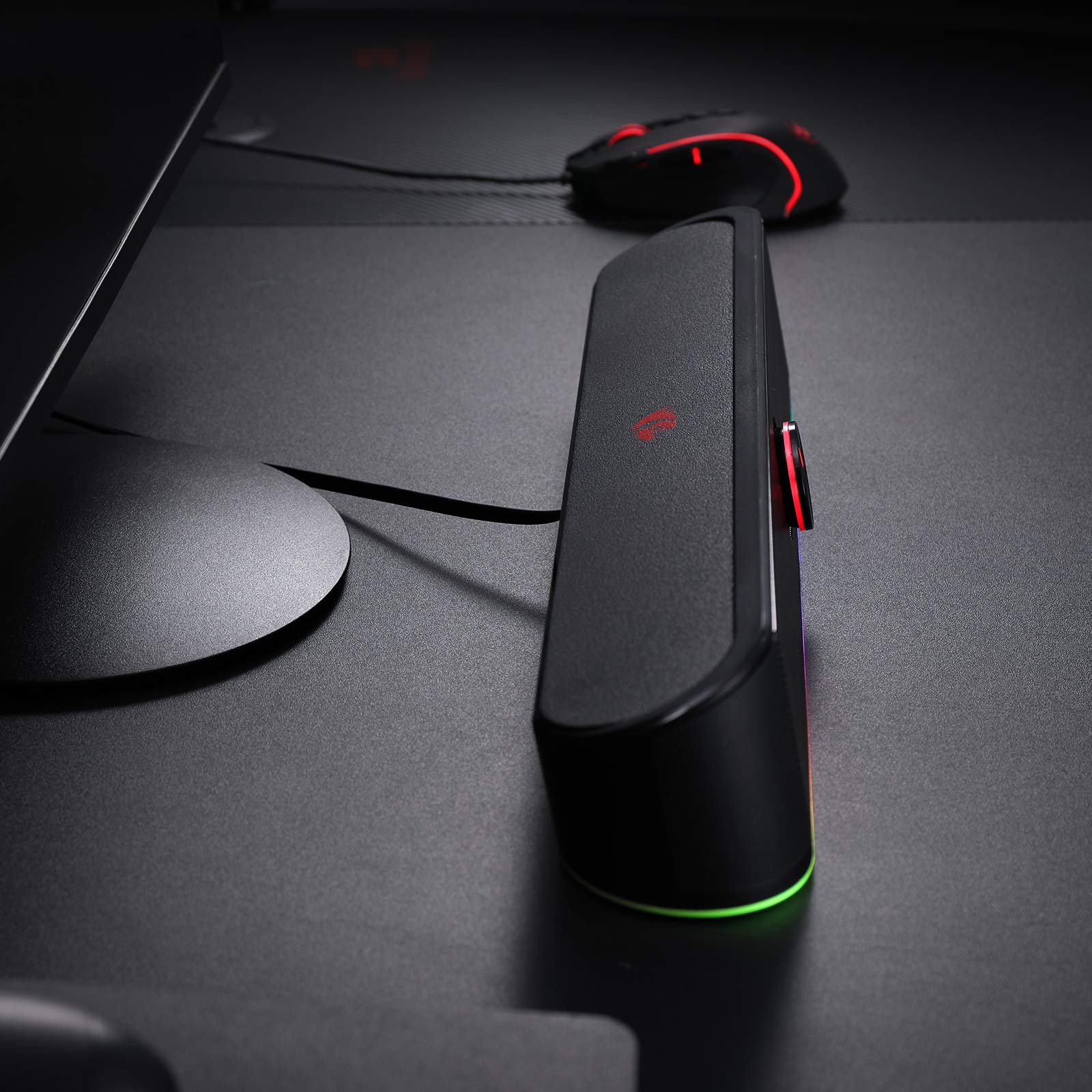 Redragon GS560 RGB Desktop Soundbar, 2.0 Channel Computer Speaker with Dynamic Lighting Bar Audio-Light Sync/Display, Touch-Control Backlit with Volume Knob, USB Powered w/ 3.5mm Cable, Black - Flex Gamingproduct_type