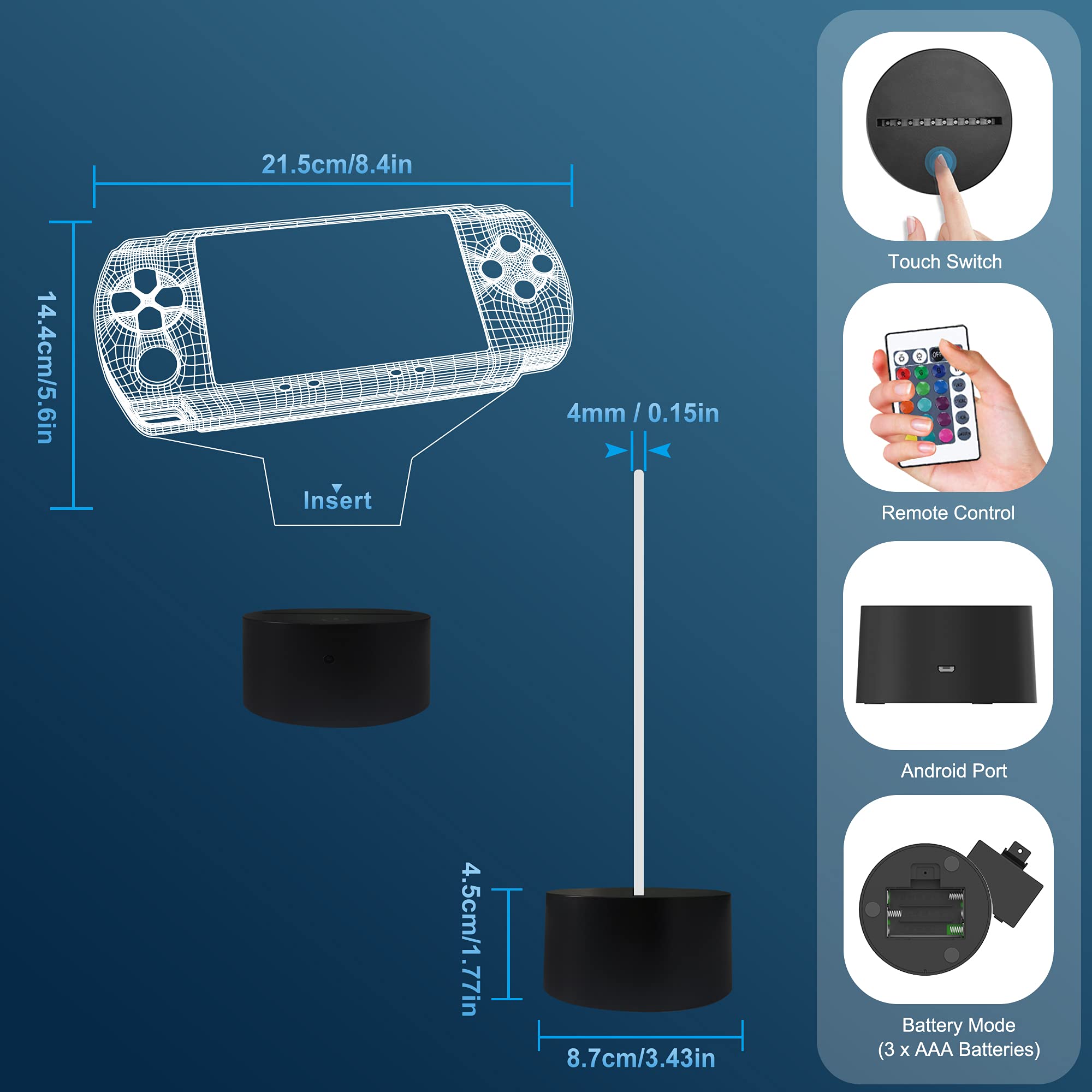 Attivolife Gamepad 3D Lamp, Hologram Illusion Controller Night Light for Kid, 16 Colors Changing & Remote Dimmer Control, Cool Boy Girl Video Gaming Room Accessories as Xmas Birthday Gift for Teen