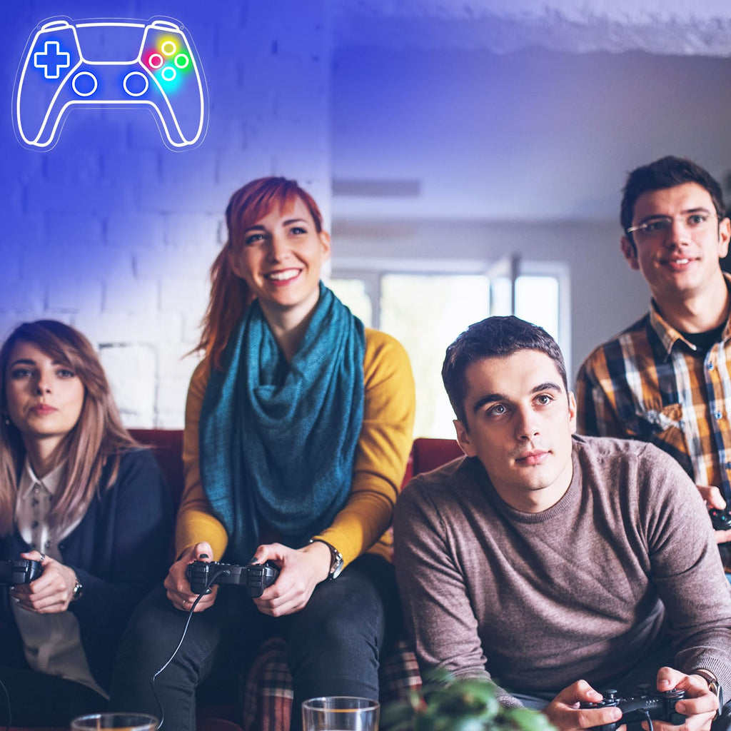 Gamer Neon Sign, Gamepad Shaped LED Neon Sign for Gamer Room Decor, Gaming Neon Sign for Boys Room Decor, Neon Gaming Sign for Gaming Wall Decor, USB Powered Gamer Gifts for Teens, Boys, Kids - Flex Gamingproduct_type