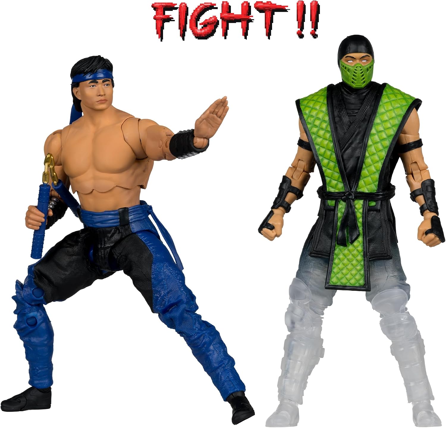 Liu Kang vs Reptile (Mortal Kombat Klassic) Deluxe 2-Pack 7" Figure | Mortal Kombat Klassic 7 Inch Action Figure 2-Pack - Liu Kang vs Reptile