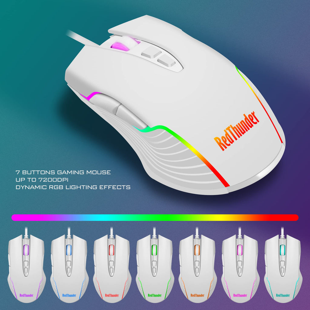 RedThunder K10 Wired Gaming Keyboard and Mouse and Wrist Rest Combo, RGB Backlit, Mechanical Feel Anti-ghosting Keyboard + 7D 7200 DPI Mice+Soft Leather Wrist Rest 3 in 1 PC Gamer Accessories(Black) - Flex Gamingproduct_type