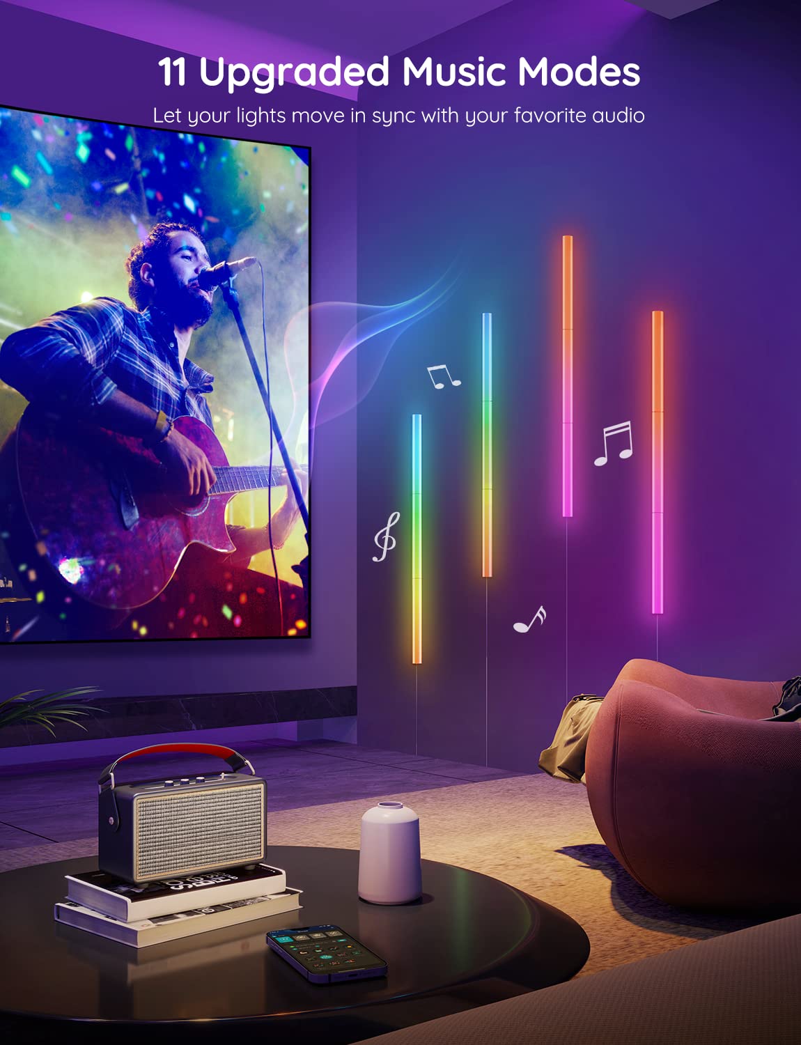 Govee Glide Wall Lights, RGBIC LED Light, Smart Gaming Light Compatible with SmartThings, RGB Lights Bar, LED Wall Lights for Bedroom, 2 Panels Set (3 Sections/Panel), Not Flexible - Flex Gamingproduct_type