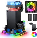 Top Auto Cooling Fan & Charge Stand for Xbox Series X Console with 11 Light Modes, Accessories Controller Wireless Charger Dock, 2*1400mAh Rechargeable Batteries, Headset Stand & Game Disc Storage - Flex Gamingproduct_type