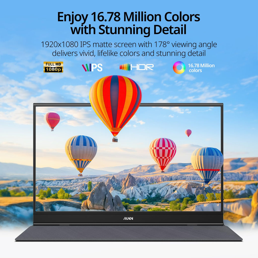 MNN Portable Monitor 15.6inch FHD 1080P 60Hz USB C HDMI Gaming Ultra-Slim IPS Display w/Smart Cover & Speakers,HDR Plug&Play, External Monitor for Laptop PC Phone Mac (15.6'' 1080P) - Flex Gamingproduct_type