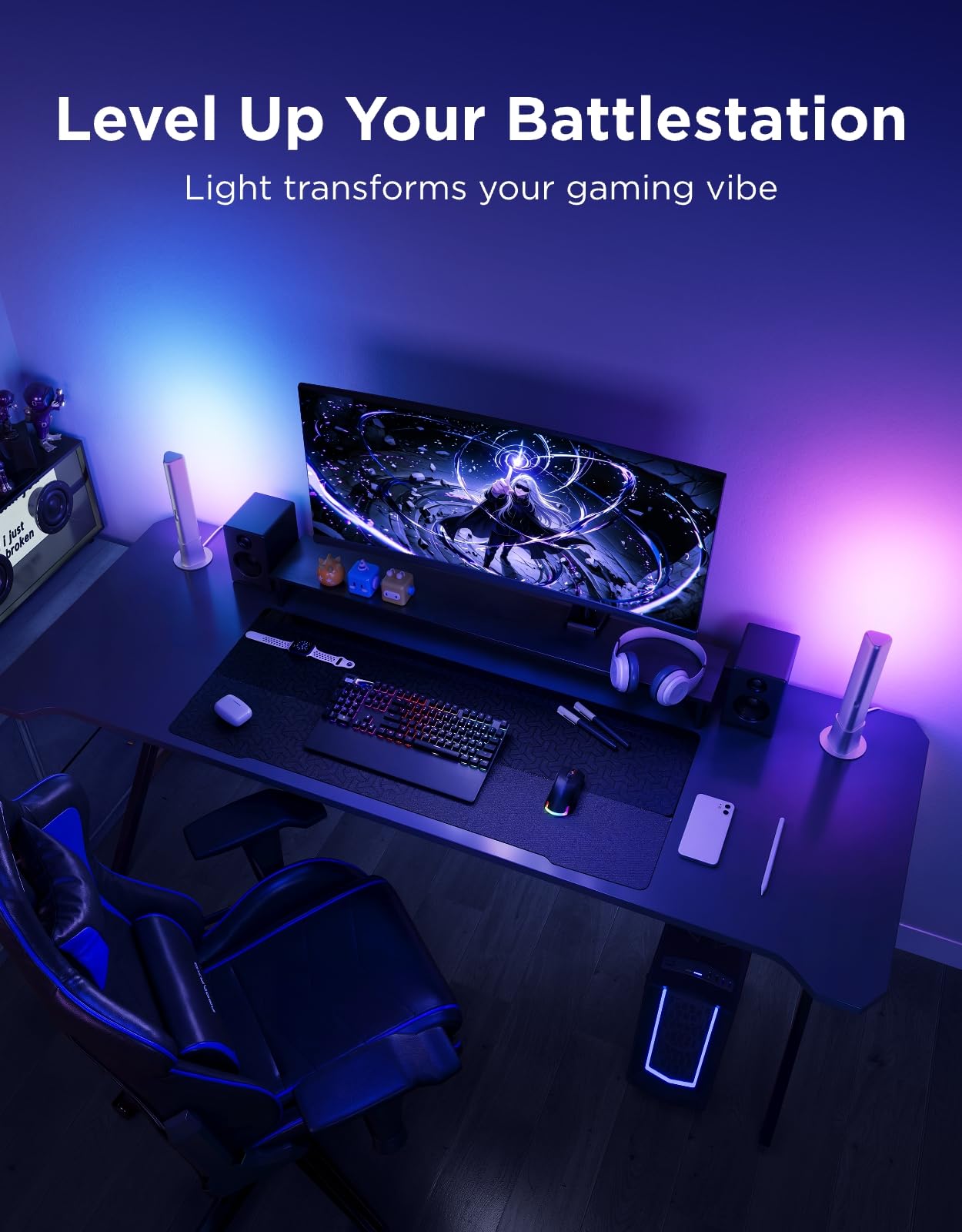 Govee Smart LED Light Bars, Work with Alexa and Google Assistant, RGBICWW WiFi TV Backlights with Scene and Music Modes for Gaming, PC, Living Room Decoration, Black - Flex Gamingproduct_type