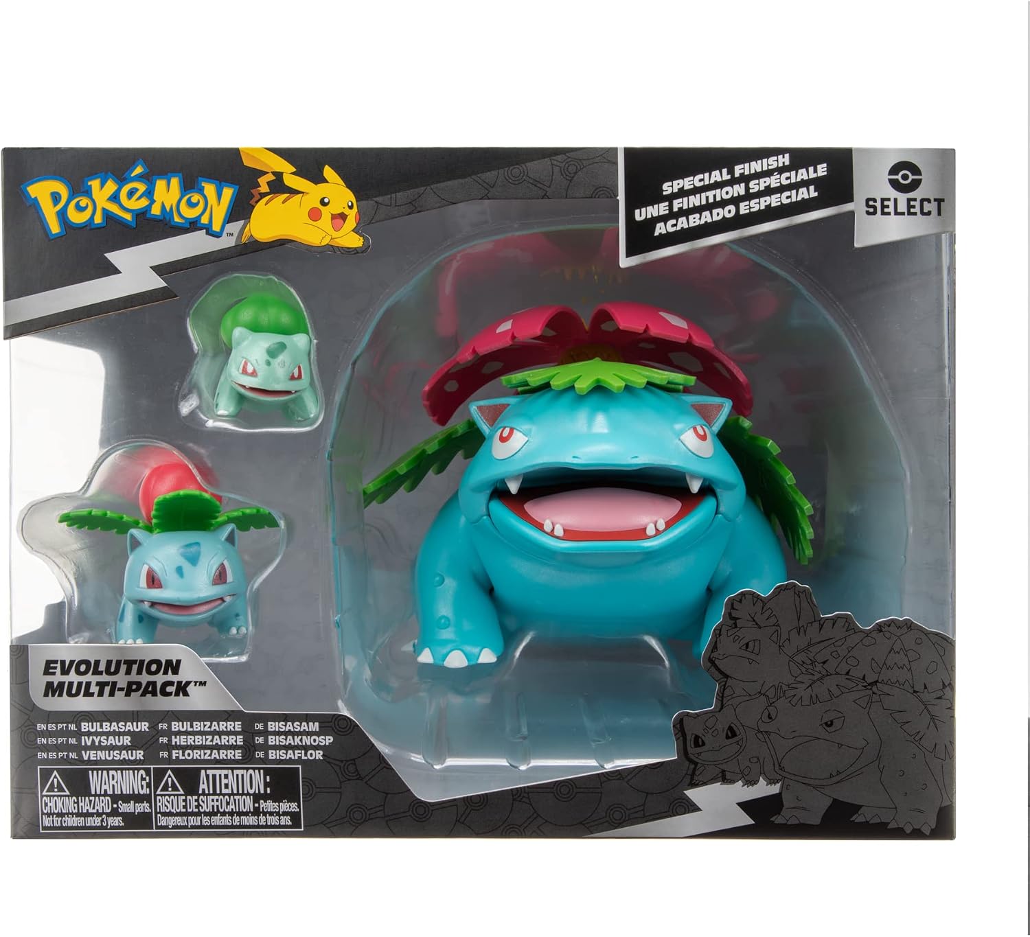 Pokémon Select Evolution 3 Pack - Features 2-Inch Bulbasaur, 3-Inch Ivysaur and 12-Inch Venusaur Battle Figures