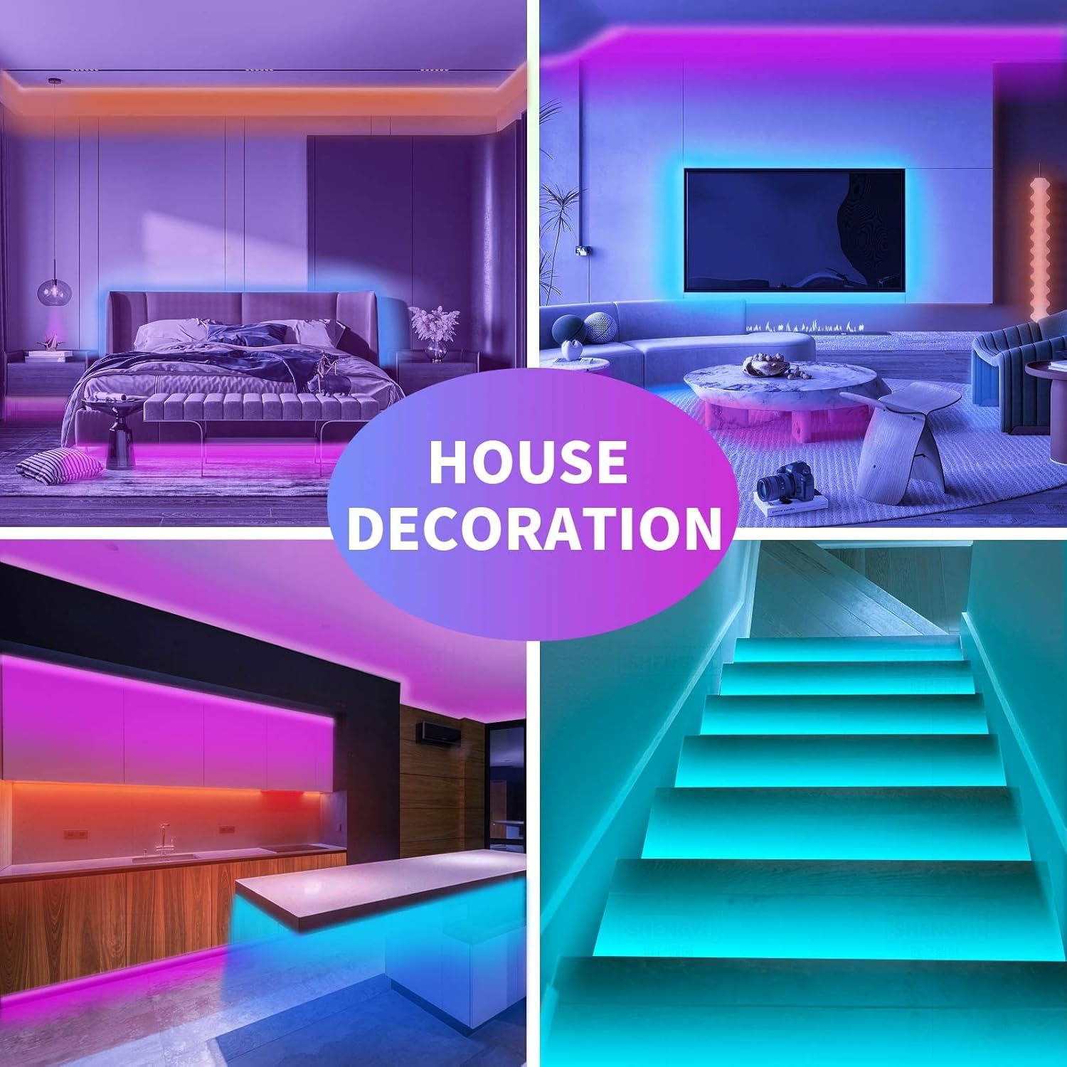 KSIPZE 100ft Led Strip Lights RGB Music Sync Color Changing Led Lights with Smart App Control Remote Led Lights for Bedroom Room Lighting Flexible Home Décor - Flex Gamingproduct_type