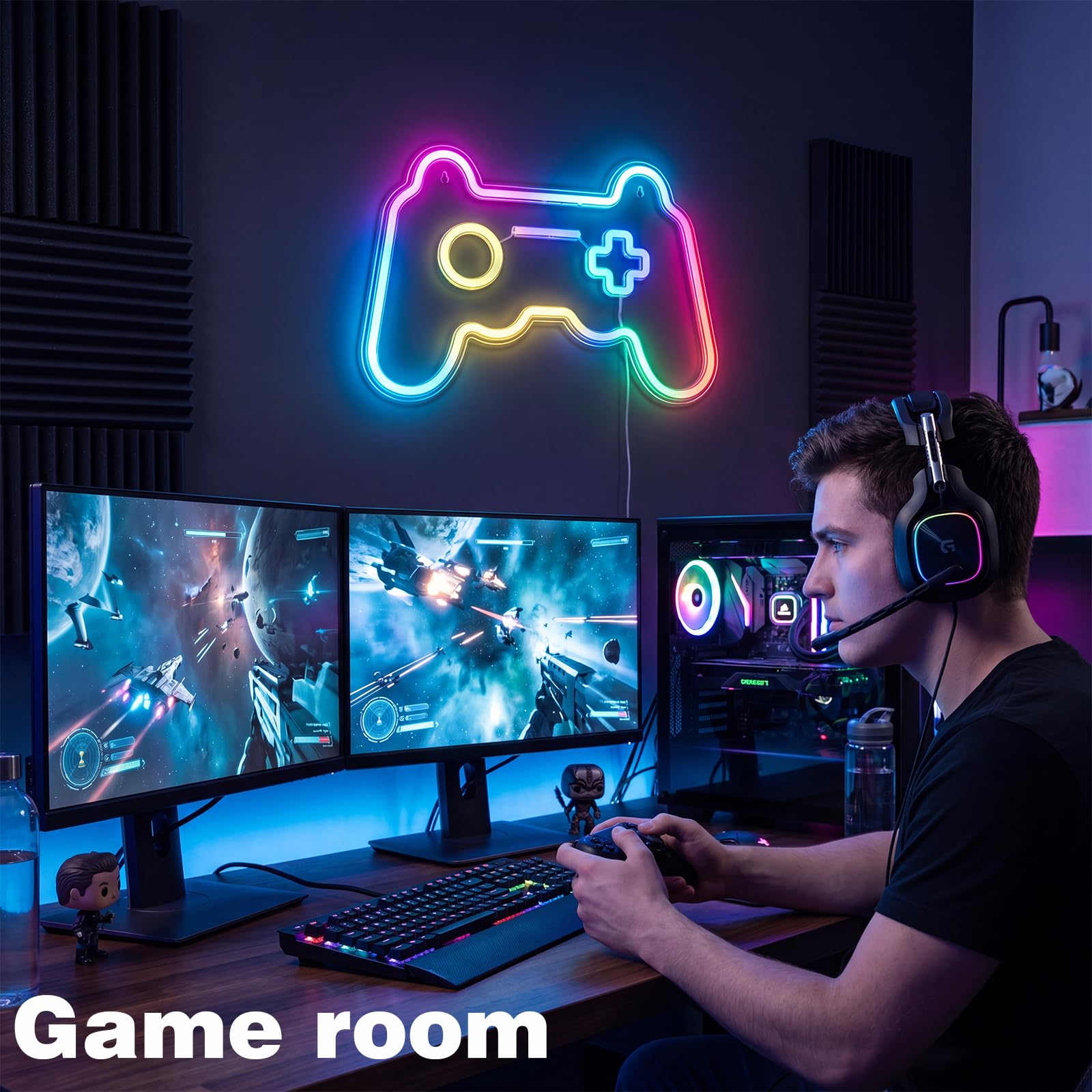 RGB Smiley Neon Sign, USB Powered 20+ Dynamic Modes Color Changing LED Neon Light for Wall Decor, Perfect for Bedroom Gaming Room Party Birthday Celebration Present for Teens Girls - Flex Gamingproduct_type