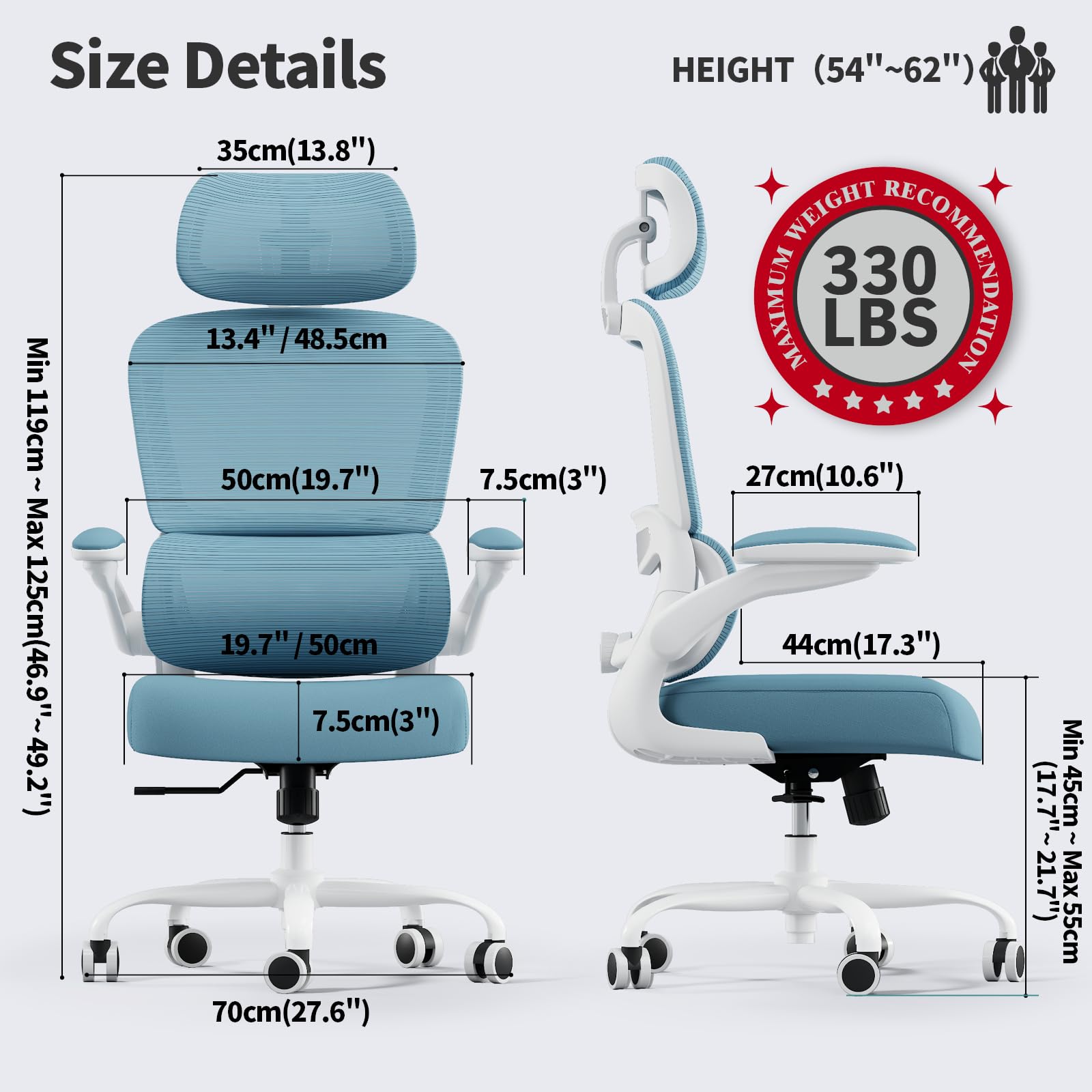 TRALT Office Chair Ergonomic Desk Chair, 330 LBS Home Mesh Office Desk Chairs with Wheels, Comfortable Gaming Chairs (1, Black) - Flex Gamingproduct_type