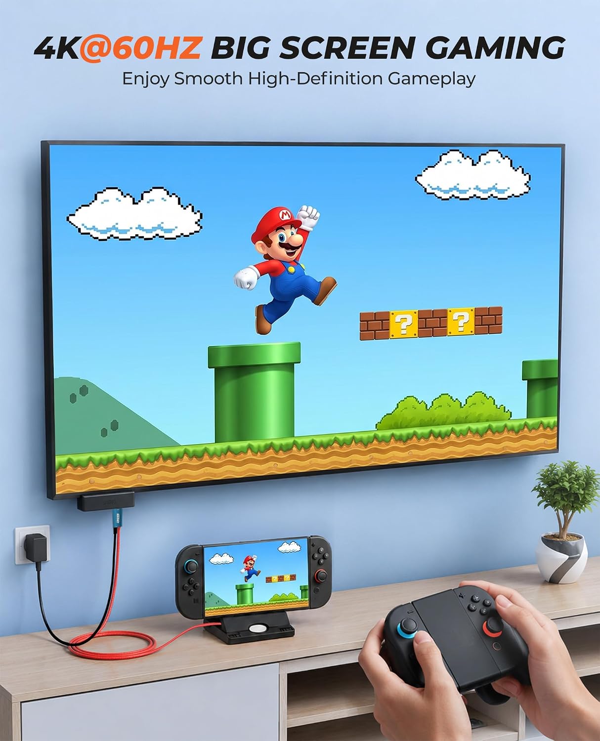 Arleedyn Switch 2 Portable TV Dock Adapter – USB-C to HDMI 4K/60Hz with 100W PD Charging