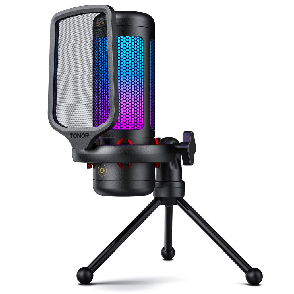 TONOR Gaming Microphone Set with Boom Arm, Vocal Condenser Microphone for PC with Stand, USB Mic with controllable RGB Light, One Tap Mute, Volume Control, for Discord, Twitch Streaming, TC310+ - Flex Gamingproduct_type