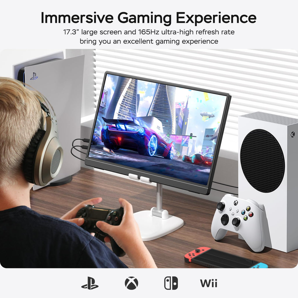 MNN Portable Monitor 15.6inch FHD 1080P 60Hz USB C HDMI Gaming Ultra-Slim IPS Display w/Smart Cover & Speakers,HDR Plug&Play, External Monitor for Laptop PC Phone Mac (15.6'' 1080P) - Flex Gamingproduct_type