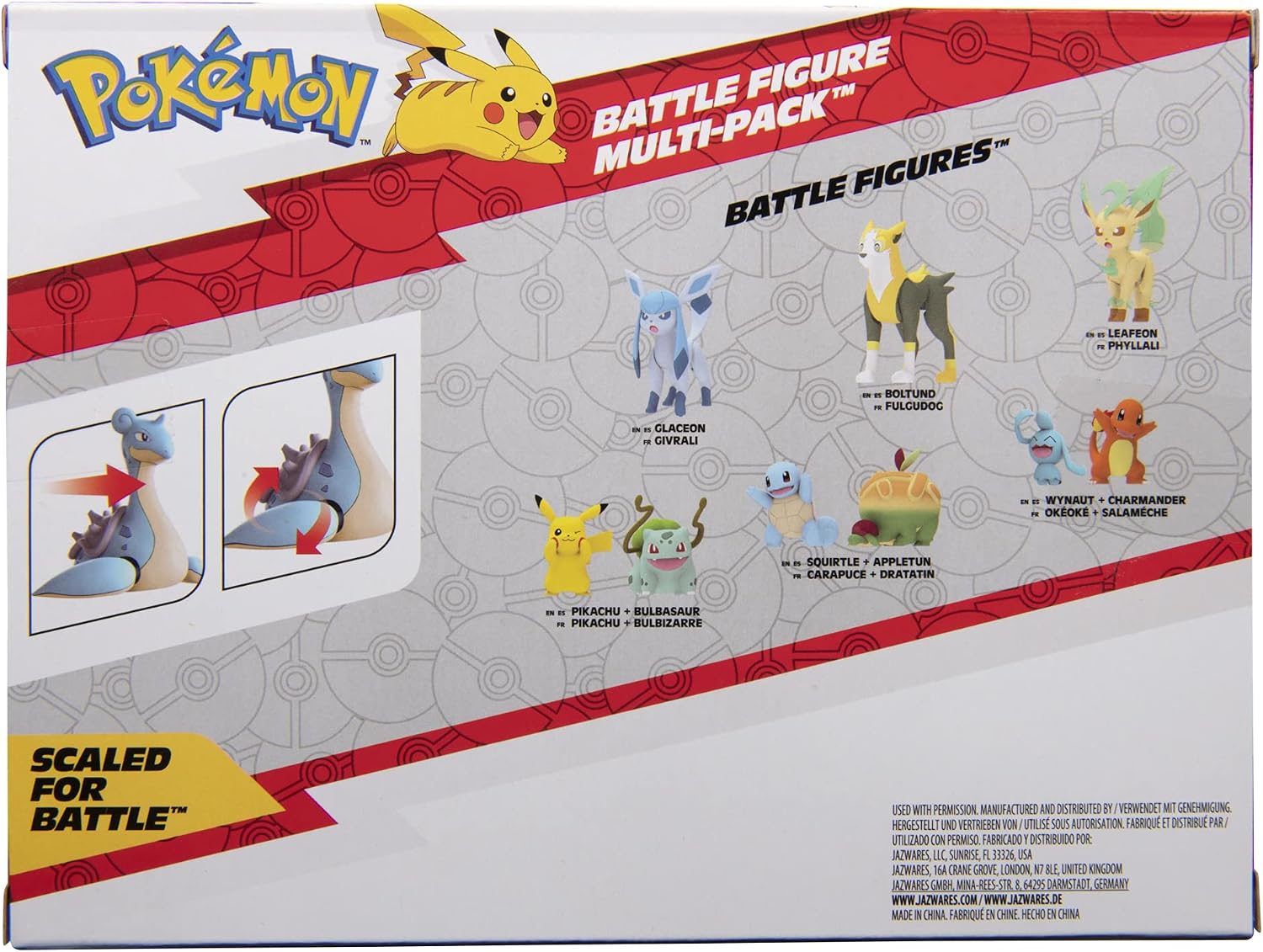 Pokémon Pokémon Battle Figure, Water-Type Theme 3 Pack with Froakie, Wartortle, Lapras - 4.5-inch Froakie Figure, 3-inch Wartortle Figure, 2-inch Froakie - Toys for Kids Fans - Amazon Exclusive