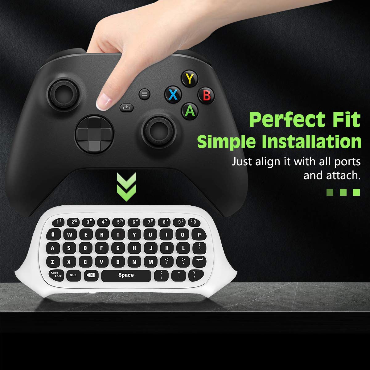 TiMOVO Green Backlight Keyboard for Xbox One, Xbox Series X/S,Wireless Chatpad Message KeyPad with Headset & Audio Jack,Mini Game Keyboard Fit Xbox One/One S/One Elite/2, 2.4G Receiver Included, Black - Flex Gamingproduct_type