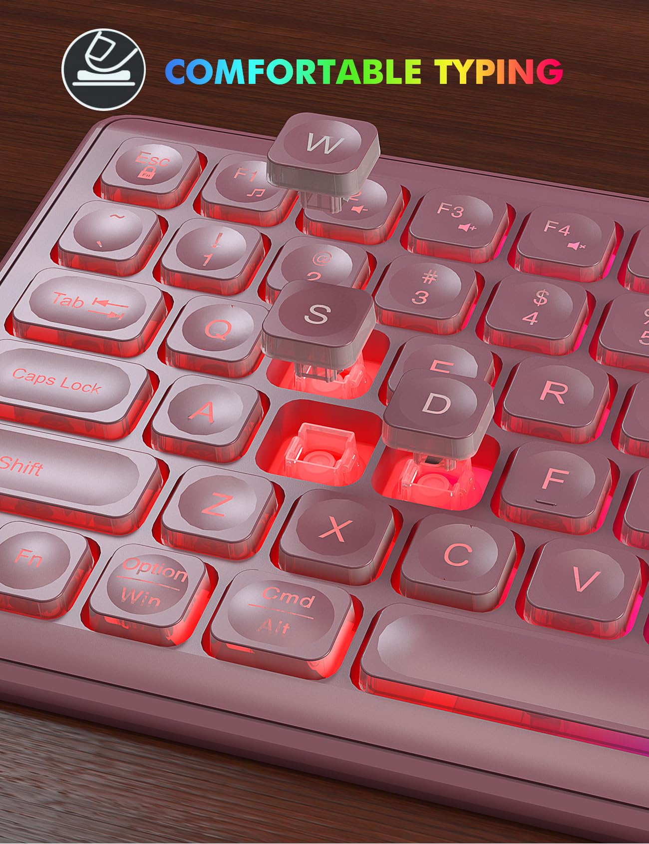 Wireless Keyboard and Mouse Combo, RGB Backlit, Rechargeable & Light Up Letters, Full-Size, Soft Typing, Sleep Mode, 2.4GHz Quiet Keyboard Set for Mac, Windows, Laptop, PC, Trueque KM42Pro (Black) - Flex Gamingproduct_type