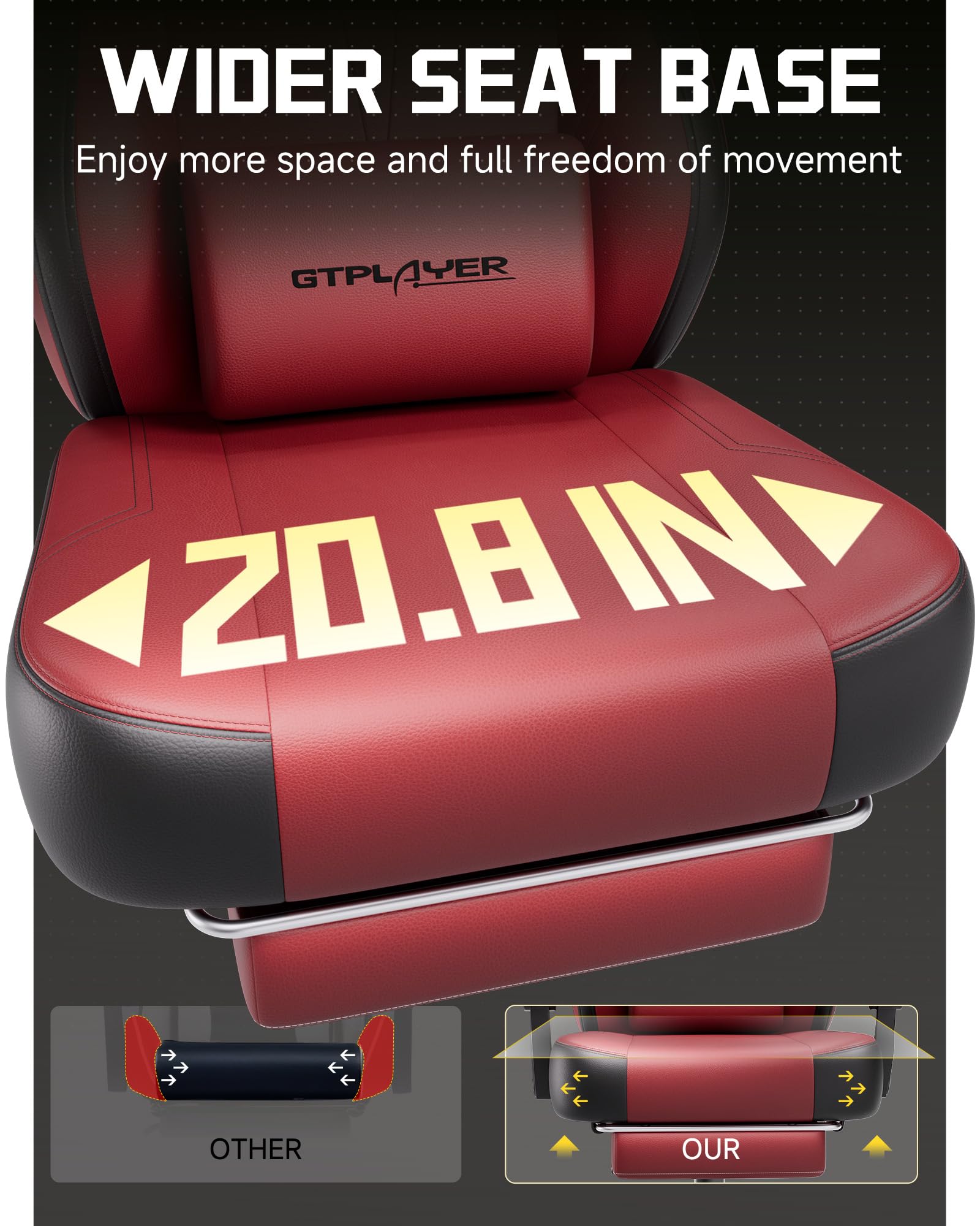 GTPLAYER Big & Tall Gaming Chair, 90°-155° Adjustable Reclining Office Seat with Footrest, Ergonomic Comfy Computer Desk Chair for Adults, Home Office Gaming Study Use, Black - Flex Gamingproduct_type