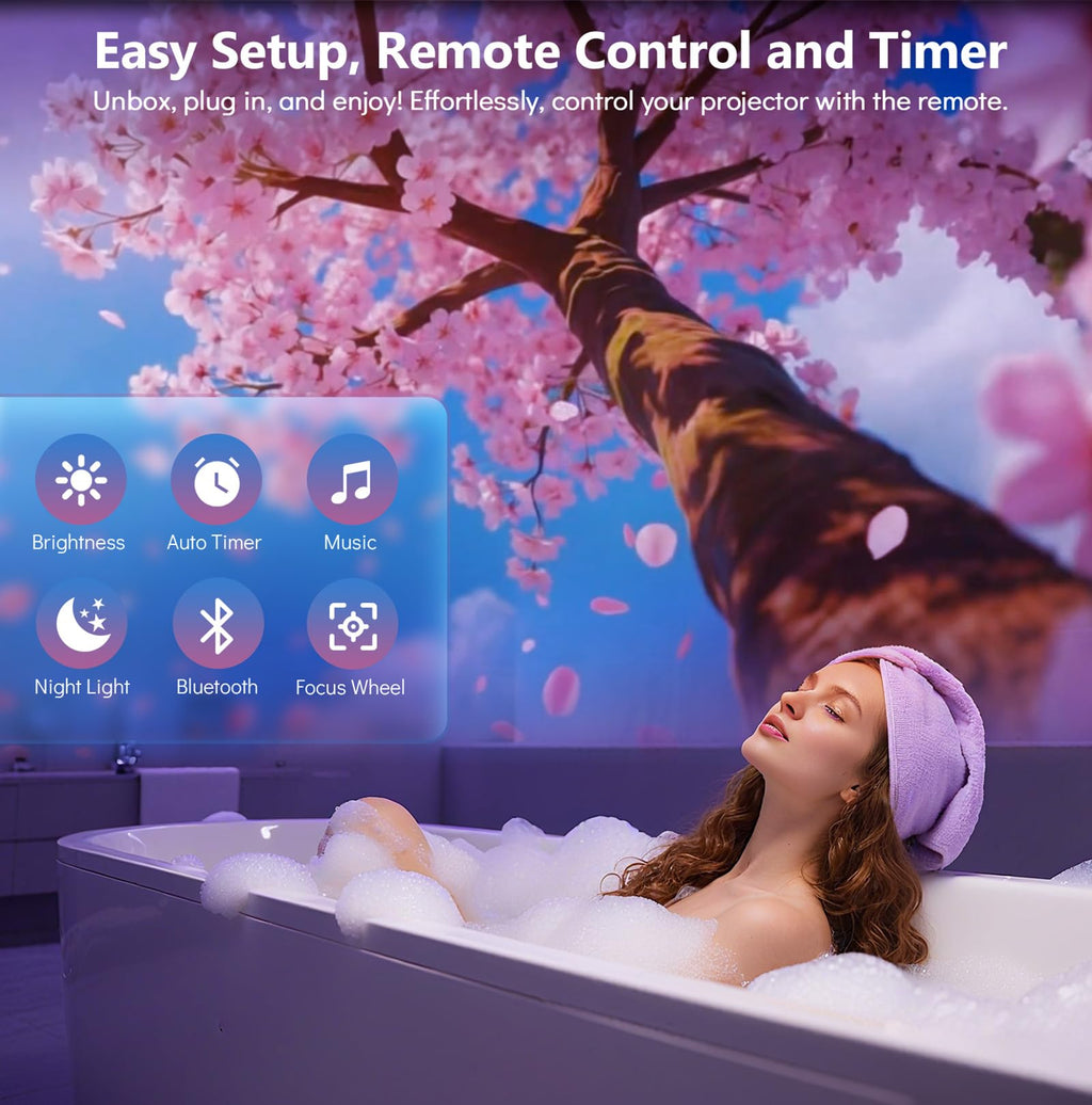 Rossetta 3D Projector with 60 Scenes, Galaxy Star Projector for Room Decor | Bluetooth Speaker, 1H/2H Timer & Remote, Night Light for Bedroom, Party, Christmas & Birthday Gifts for Adults, Girls, Boys