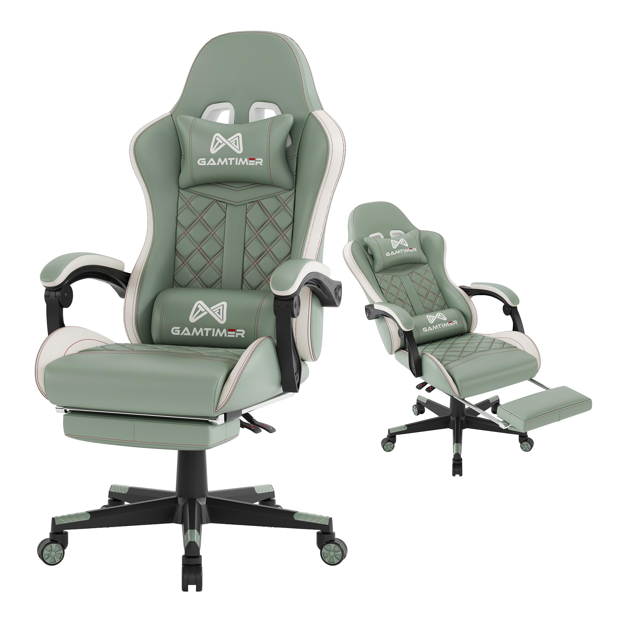 Gamtimer Gaming Chair, 400 LB Weight Capacity,with Pocket Spring Cushion | Ergonomic Backrest Office Chair,Leather, with Headrest and Lumbar Support, Footrest, Suitable for Adults(Blue) - Flex Gamingproduct_type