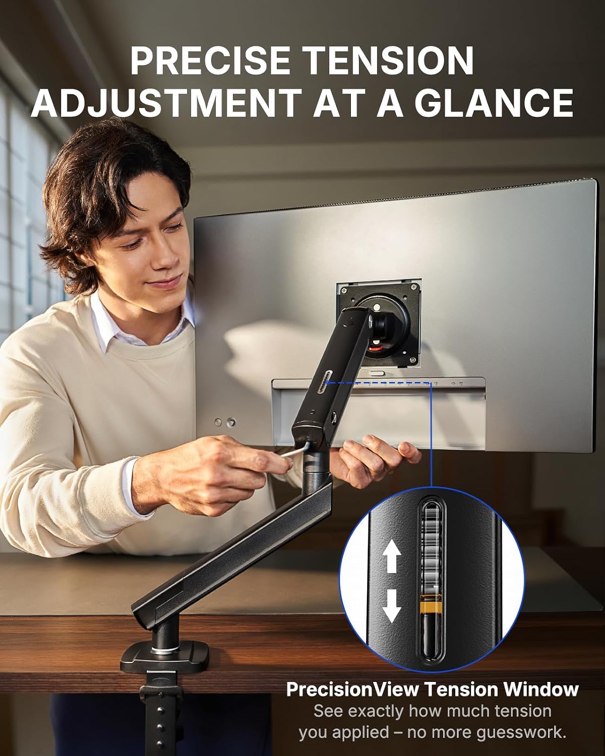 HUANUO FlowLift™ Pro Monitor Arm for 13–32" Screens, MechaSpring Monitor Mount, Fully-Adjustable Monitor Stand with Tilt/Swivel/Rotation, Tool-Free VESA Mount, C-Clamp/Grommet Base, Max Load 19.8 lbs - Flex Gamingproduct_type