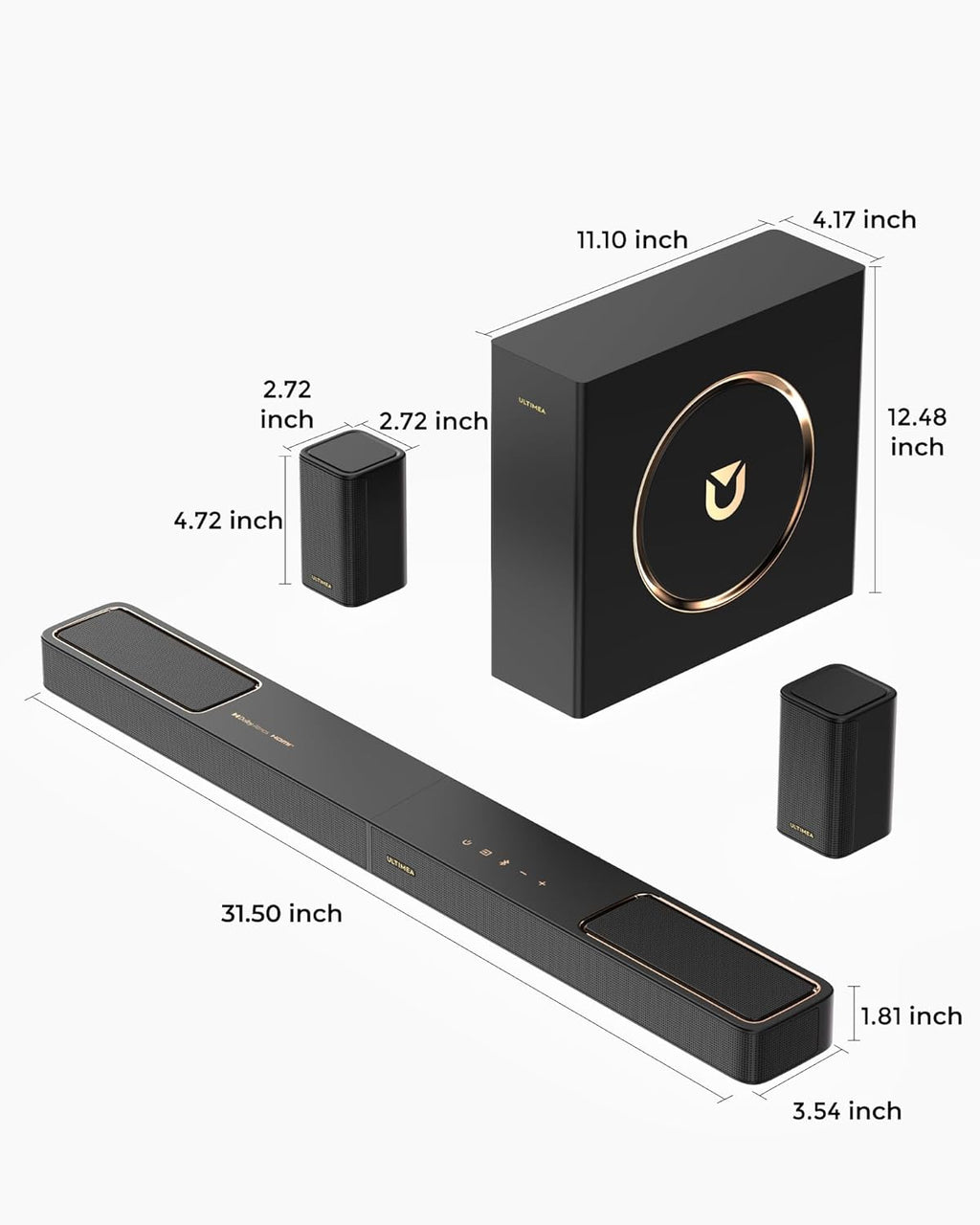 ULTIMEA 5.1.2ch Sound Bar with Dolby Atmos, Surround Sound System for TV with 2 Surround Speakers, Sound Bar for Smart TV, Soundbar for Home Theater, BT 5.4, HDMI eARC, Skywave F40 (New, 2026 Model) - Flex Gamingproduct_type