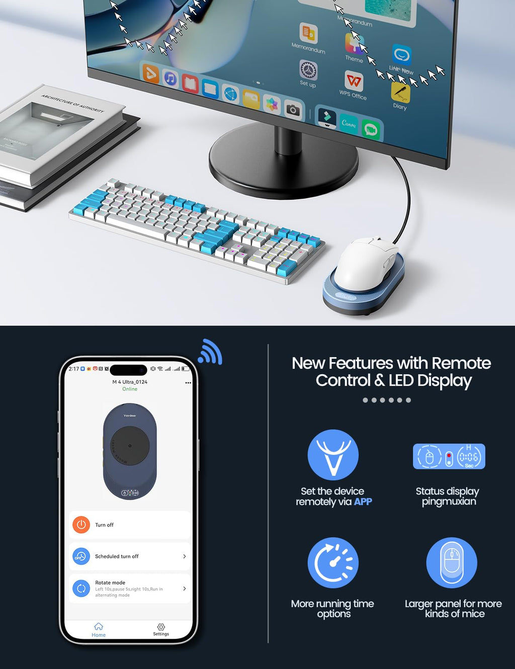Vaydeer Undetectable Mouse Mover, M4 Mouse Jiggler Device with ON/Off Switch, Driver-Free Shaker Wiggler Mouse Movement Simulation for Computer Awakening, Gift Ideal for Men/Women - Flex Gamingproduct_type