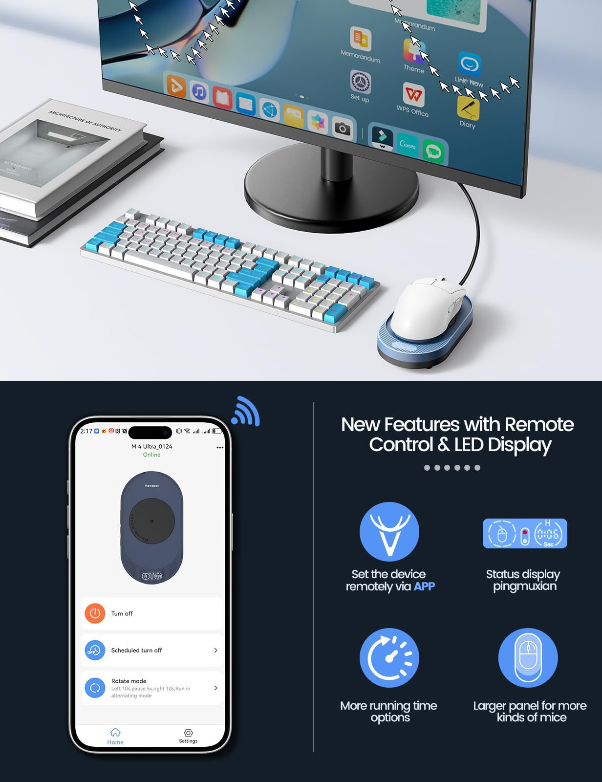 Vaydeer Undetectable Mouse Mover, M4 Mouse Jiggler Device with ON/Off Switch, Driver-Free Shaker Wiggler Mouse Movement Simulation for Computer Awakening, Gift Ideal for Men/Women - Flex Gamingproduct_type