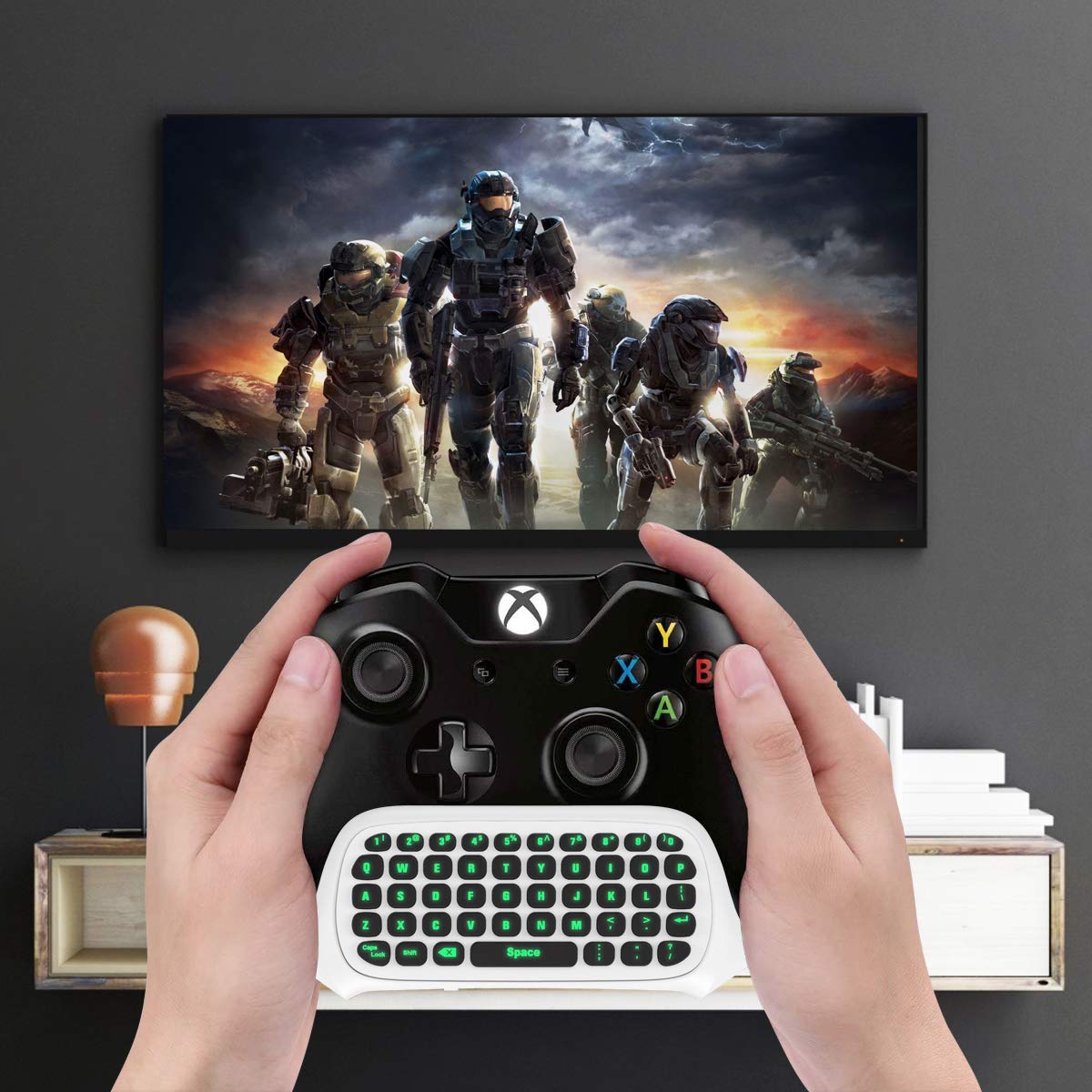 TiMOVO Green Backlight Keyboard for Xbox One, Xbox Series X/S,Wireless Chatpad Message KeyPad with Headset & Audio Jack,Mini Game Keyboard Fit Xbox One/One S/One Elite/2, 2.4G Receiver Included, Black - Flex Gamingproduct_type