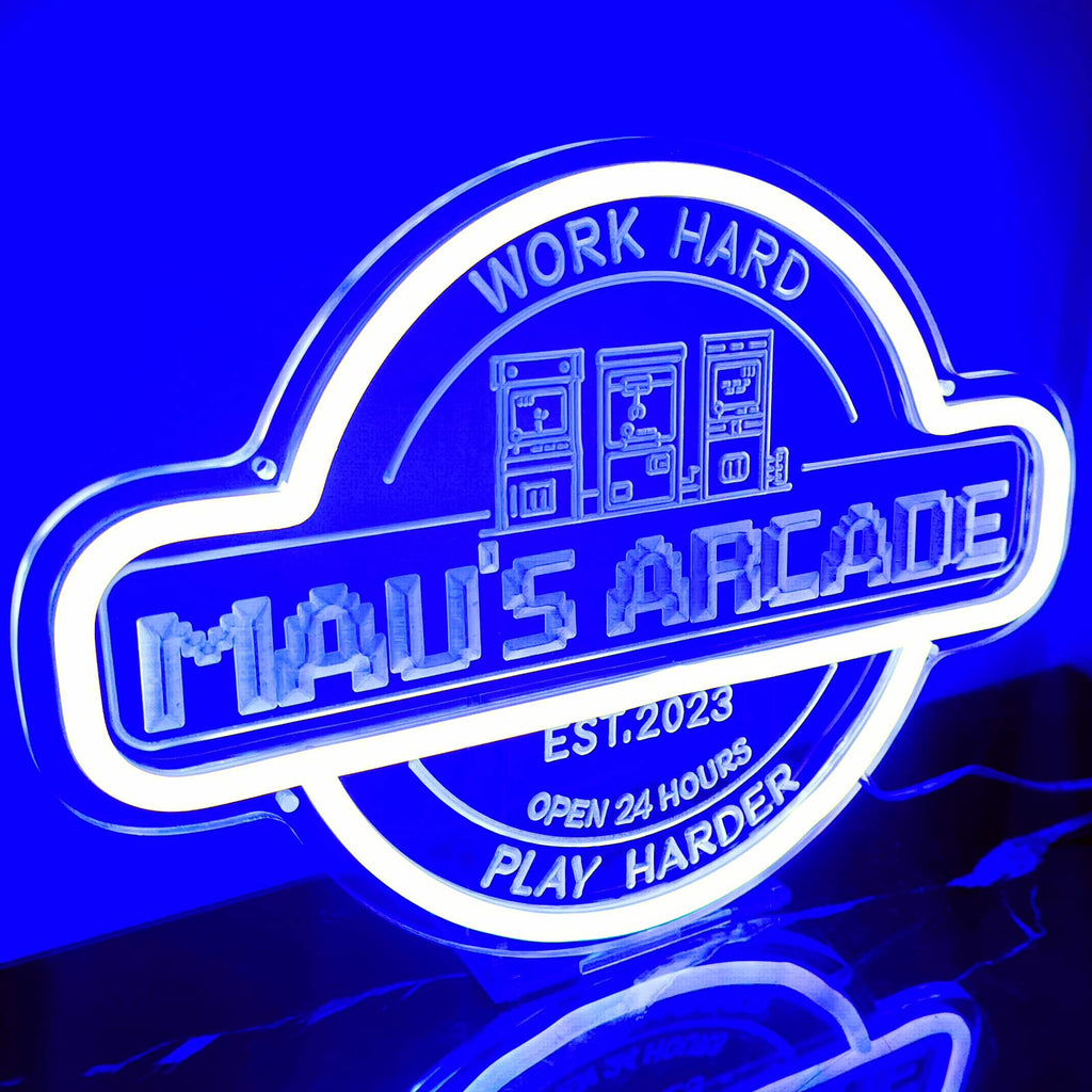 Custom Arcade Neon Sign, Ugrade Retro Game Ghost LED Neon Light Sign, Handmade Aesthetic Night Lamp for Game Room, Business Recreation Bedroom Birthday Gift (Arcade)