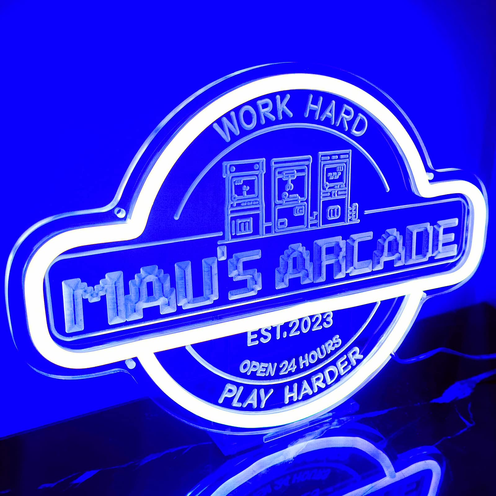 Custom Arcade Neon Sign, Ugrade Retro Game Ghost LED Neon Light Sign, Handmade Aesthetic Night Lamp for Game Room, Business Recreation Bedroom Birthday Gift (Arcade)
