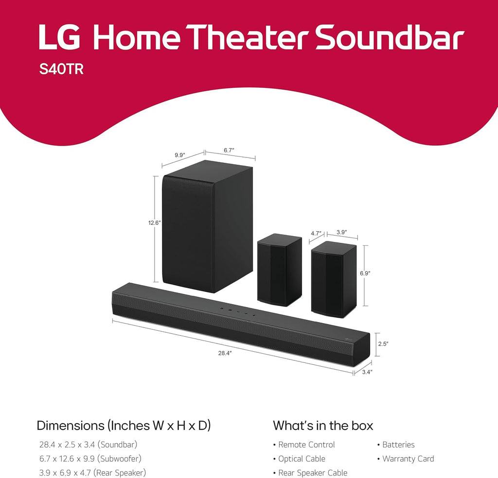 LG S-Series Home Theater Soundbar with Wireless Subwoofer – S20A, S40T, S40TR & S60T