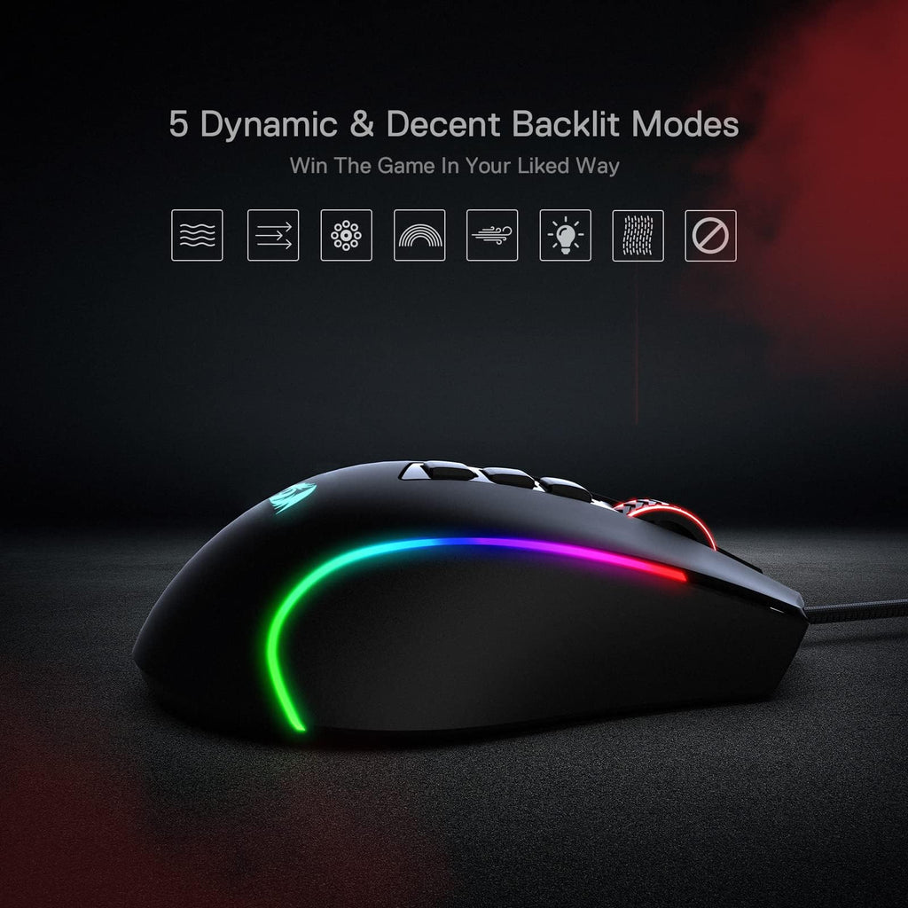 Redragon M612 Predator RGB Gaming Mouse, 8000 DPI Wired Optical Mouse with 11 Programmable Buttons & 5 Backlit Modes, Software Supports DIY Keybinds Rapid Fire Button - Flex Gamingproduct_type