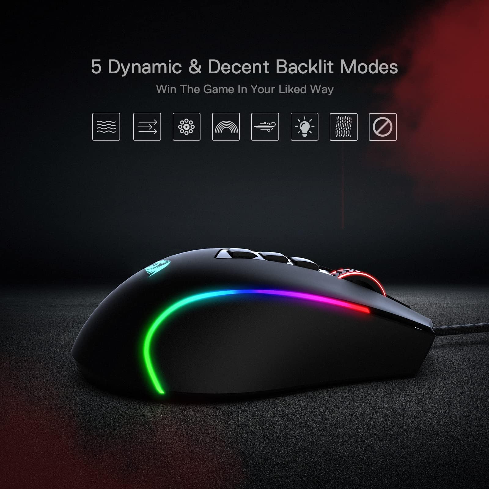 Redragon M612 Predator RGB Gaming Mouse, 8000 DPI Wired Optical Mouse with 11 Programmable Buttons & 5 Backlit Modes, Software Supports DIY Keybinds Rapid Fire Button - Flex Gamingproduct_type