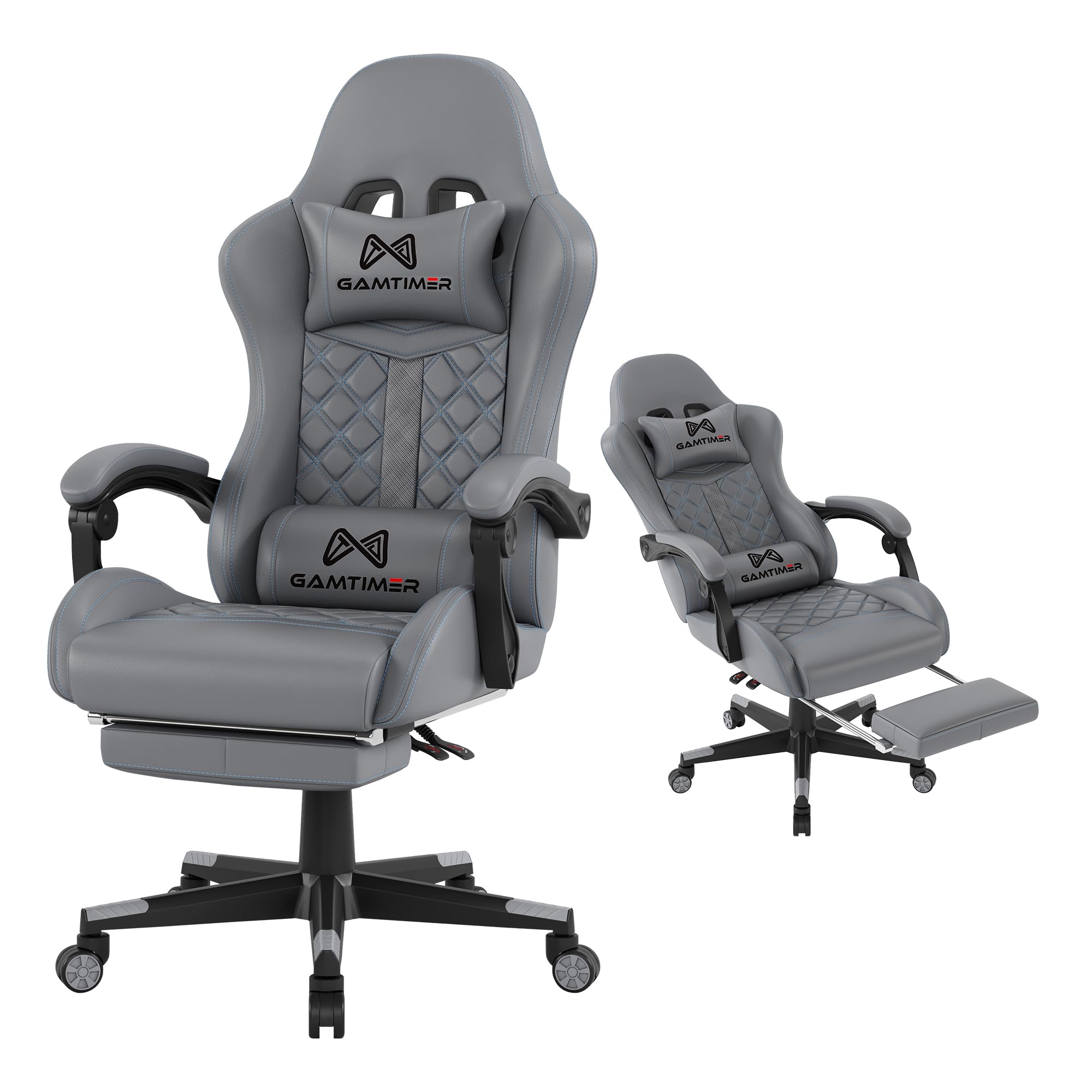Gamtimer Gaming Chair, 400 LB Weight Capacity,with Pocket Spring Cushion | Ergonomic Backrest Office Chair,Leather, with Headrest and Lumbar Support, Footrest, Suitable for Adults(Blue) - Flex Gamingproduct_type