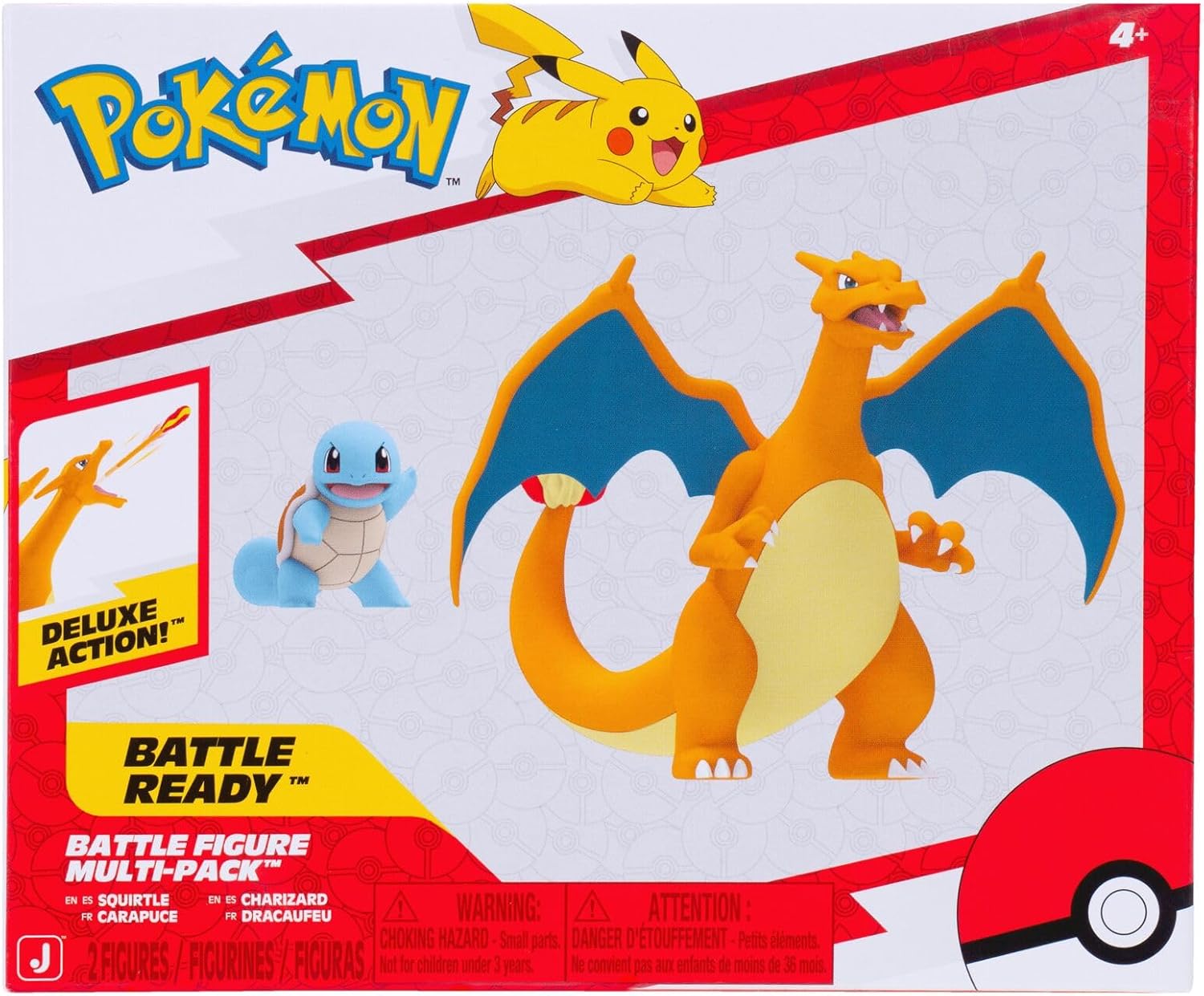 Pokémon Fire and Water Battle Pack - Includes 4.5 Inch Flame Action Charizard and 2" Squirtle Action Figures - Amazon Exclsuive