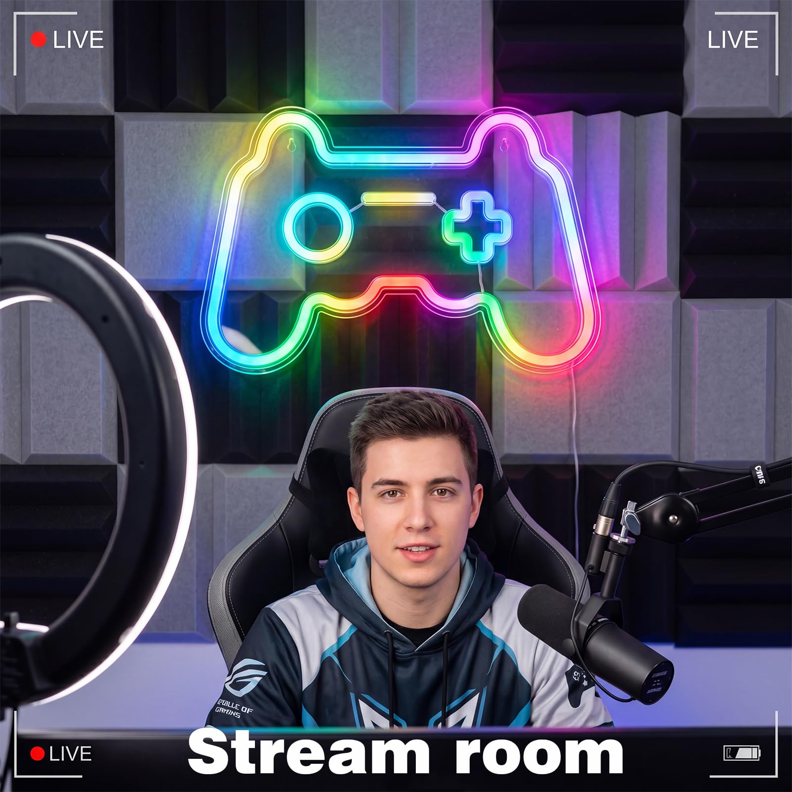 RGB Smiley Neon Sign, USB Powered 20+ Dynamic Modes Color Changing LED Neon Light for Wall Decor, Perfect for Bedroom Gaming Room Party Birthday Celebration Present for Teens Girls - Flex Gamingproduct_type