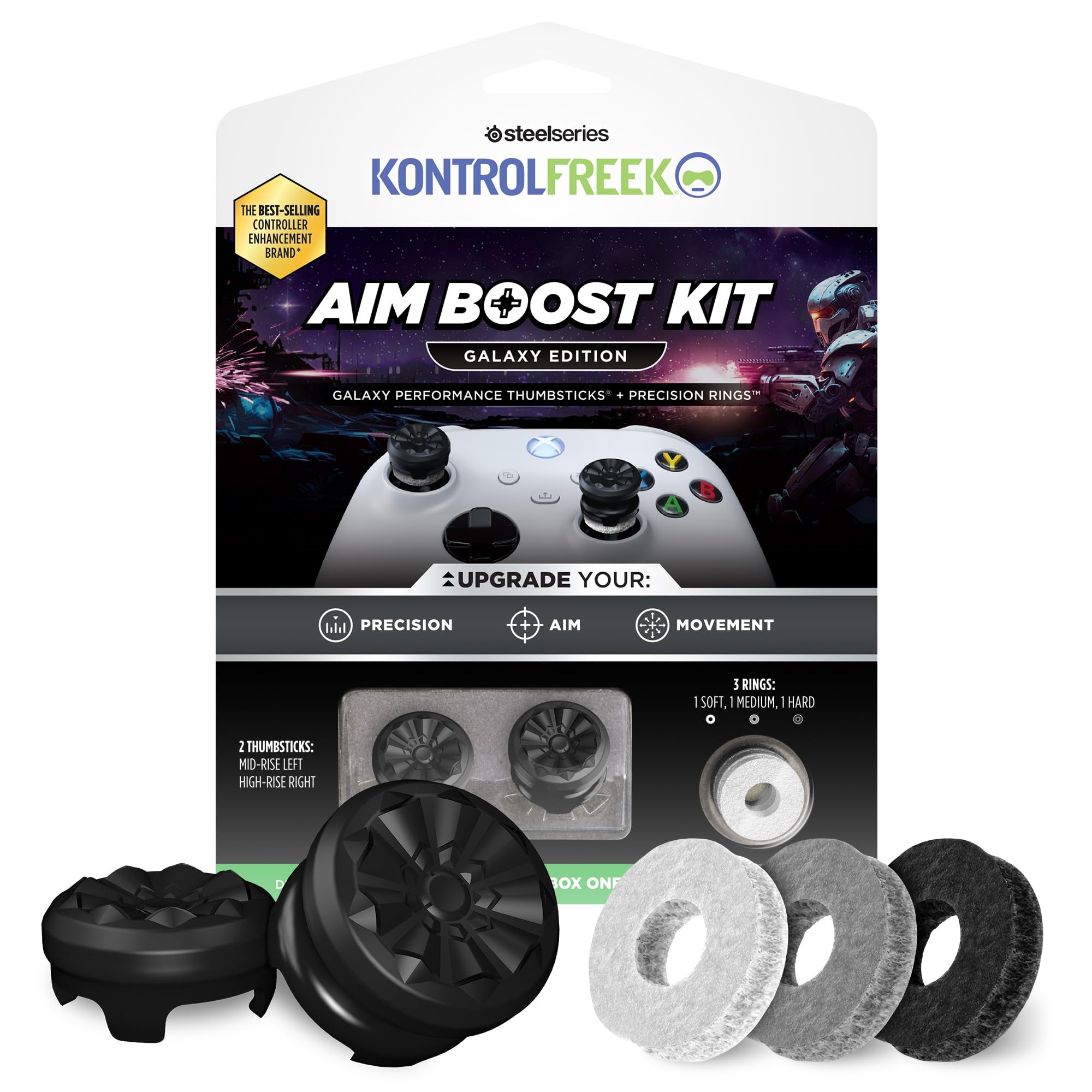 KontrolFreek Aim Boost Kit for Xbox One and Xbox Series X Controller | Includes Performance Thumbsticks and Precision Rings | Black Galaxy Edition - Flex Gamingproduct_type