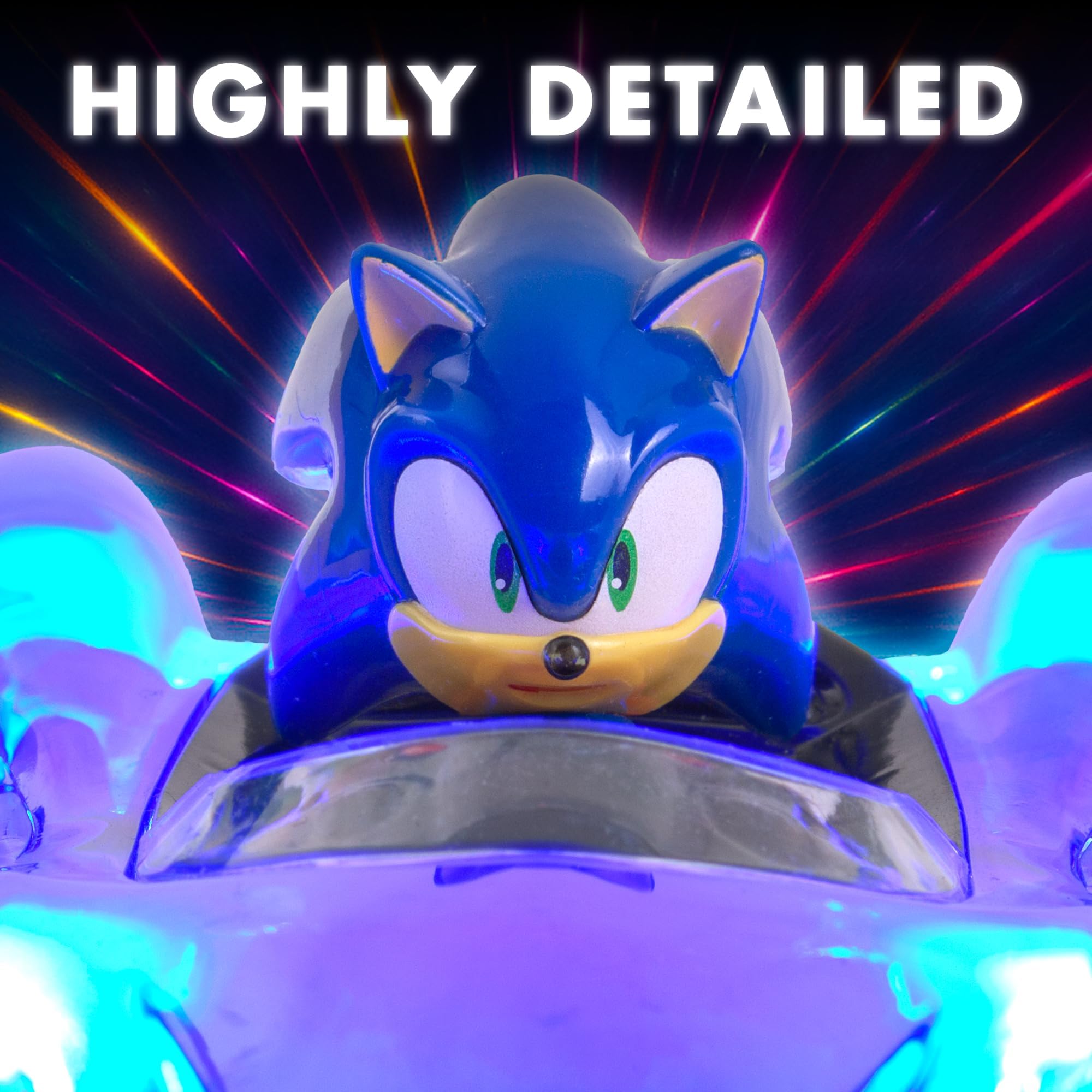 NKOK Sonic RC Car Glow Racer – Light-Up Remote Control Car, 1/28 Scale | Official Sonic the Hedgehog RC Toy with Easy Controls, Indoor & Outdoor Racing Fun, Collectible Design & Kids Gift, Ages 6+