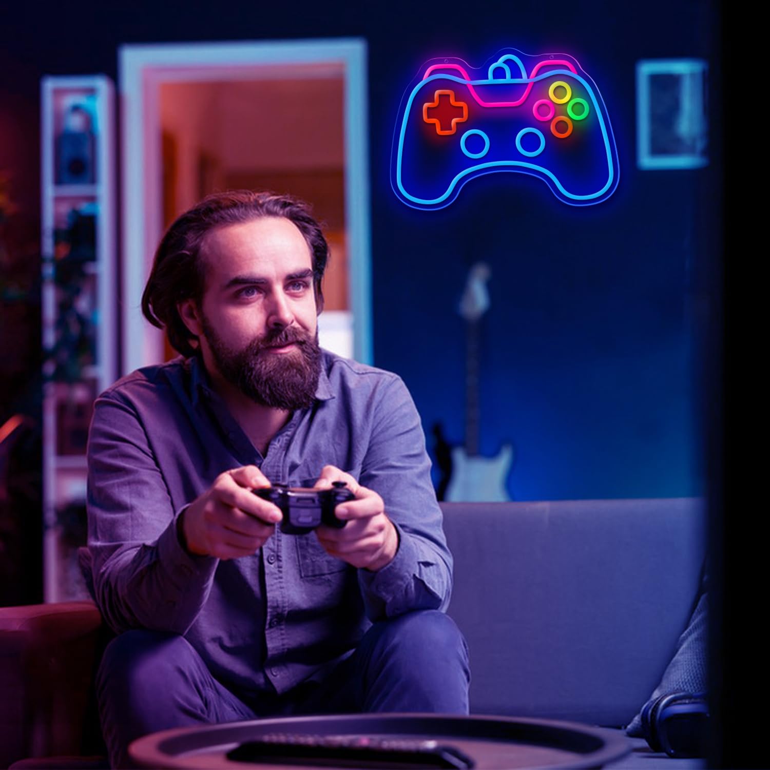 Gamer Mode Neon Sign for Gaming Room Decor, USB Powered LED Wall Light with Dimmer, Cool Gamer Setup Accessories for Bedroom, Streamer Background, Teen Boy Game Room, Man Cave