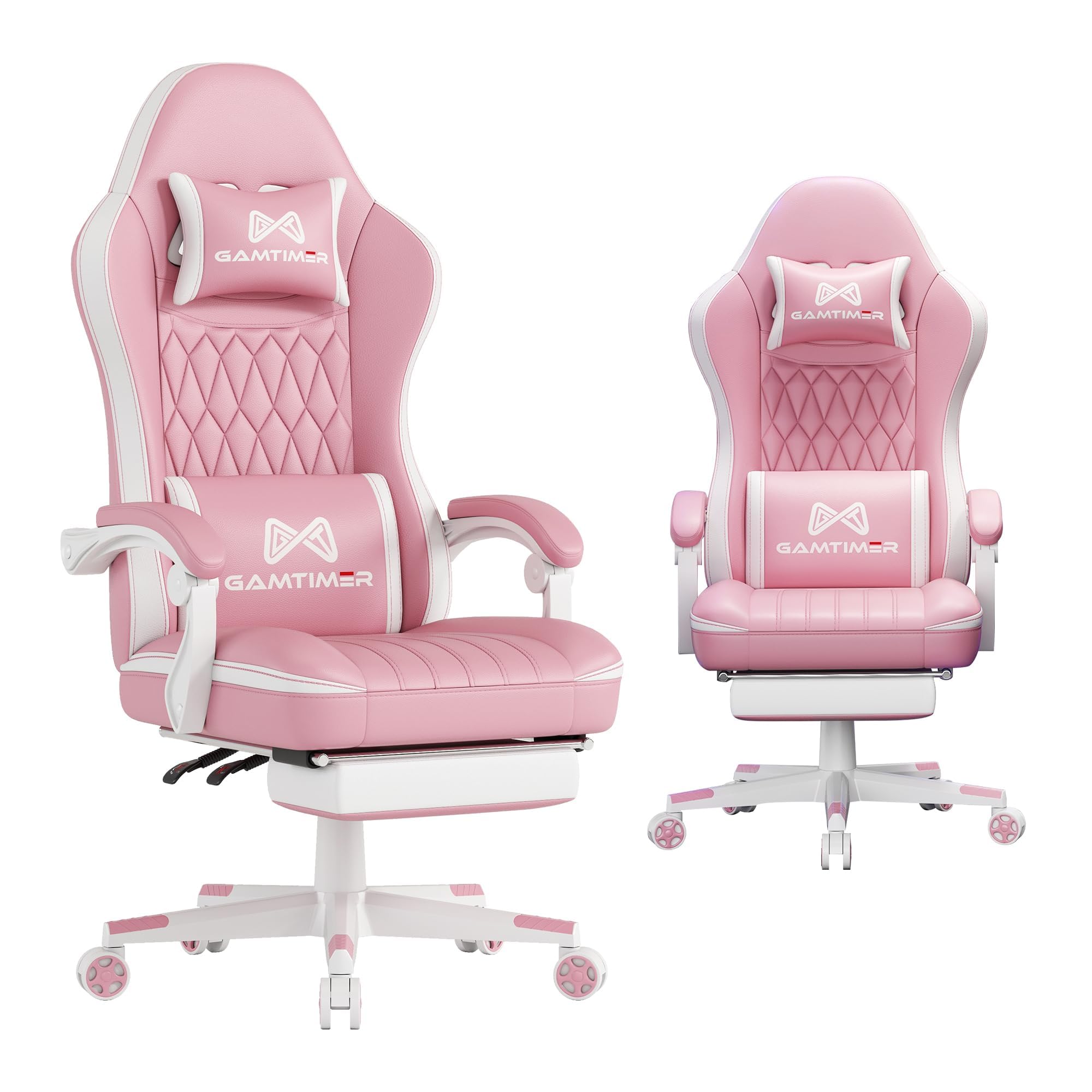 Gamtimer Gaming Chair with Footrest, Ergonomic Computer Chair, PU Breathable Material with Headrest and Lumbar Support, Suitable for Silla Gamer and Adults（Grey） - Flex Gamingproduct_type