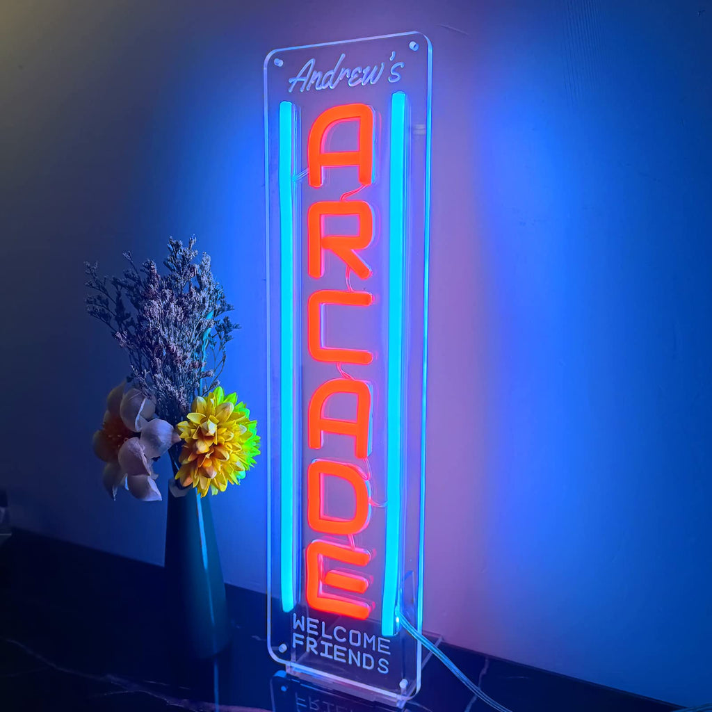 Custom Arcade Neon Sign, Ugrade Retro Game Ghost LED Neon Light Sign, Handmade Aesthetic Night Lamp for Game Room, Business Recreation Bedroom Birthday Gift (Arcade)