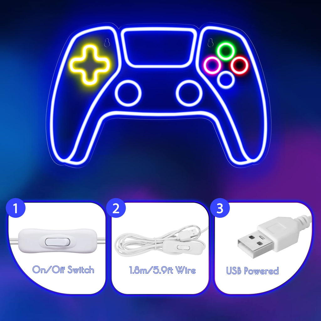 Kavaas Gamer Neon Sign, UV Printed Gaming Neon Sign for Gamer Room Decor - LED Video Game Neon Lights for Bedroom Boys, Gaming Wall decor - Best Gamer Gifts for Teenage Boys, Christmas - Flex Gamingproduct_type