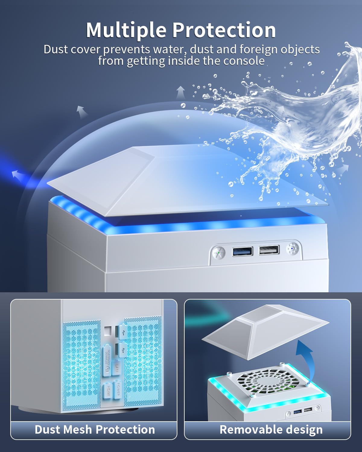 MENEEA Cooling Fan Dust Proof for Xbox Series X Console with Colorful Light Strip,Dust Cover Filter,Rubber Dust Plugs,Low Noise Top Fan with 3 Gears,Cooler&Light Independent Touch Switch, 2 USB Port - Flex Gamingproduct_type