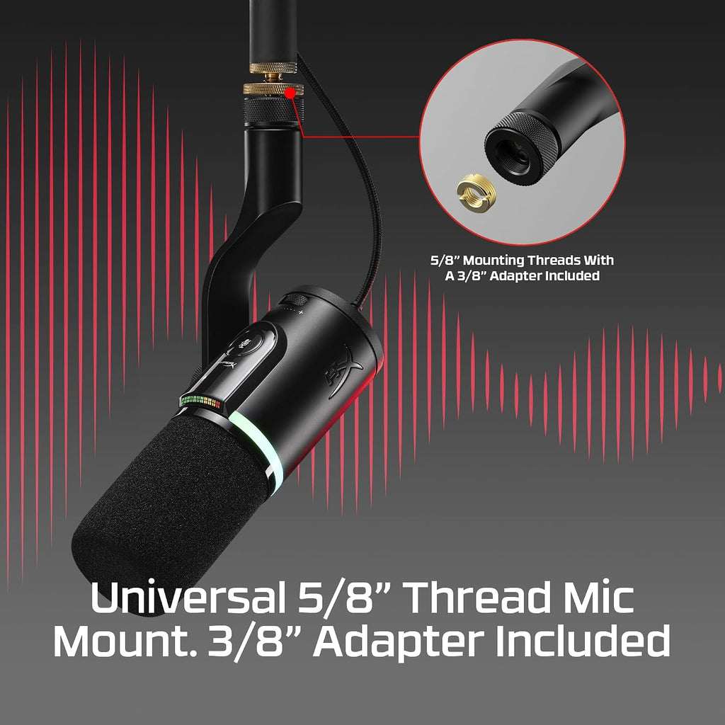 HyperX FlipCast Streaming XLR/USB Dynamic Microphone for PC, MacOS, PlayStation, Nintendo Switch, Broadcast Quality, USB, XLR, Universal Mount, Black