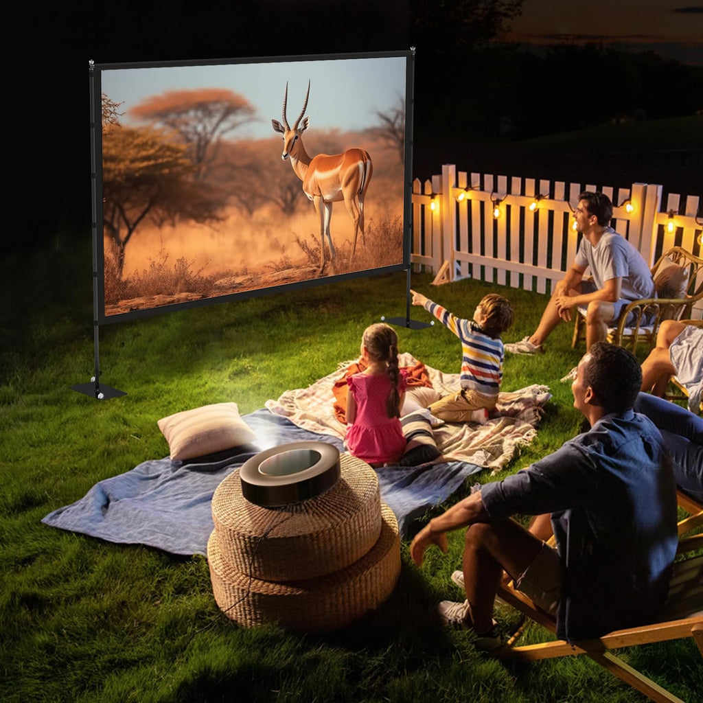STWUI Outdoor-Projector-Screen-with-Stand - 120 inch Portable Projector Screen Indoor Outdoor Projector Screens 16:9 4K HD Lightweight Movie Screen with Carry Bag for Backyard Movie Night - Flex Gamingproduct_type