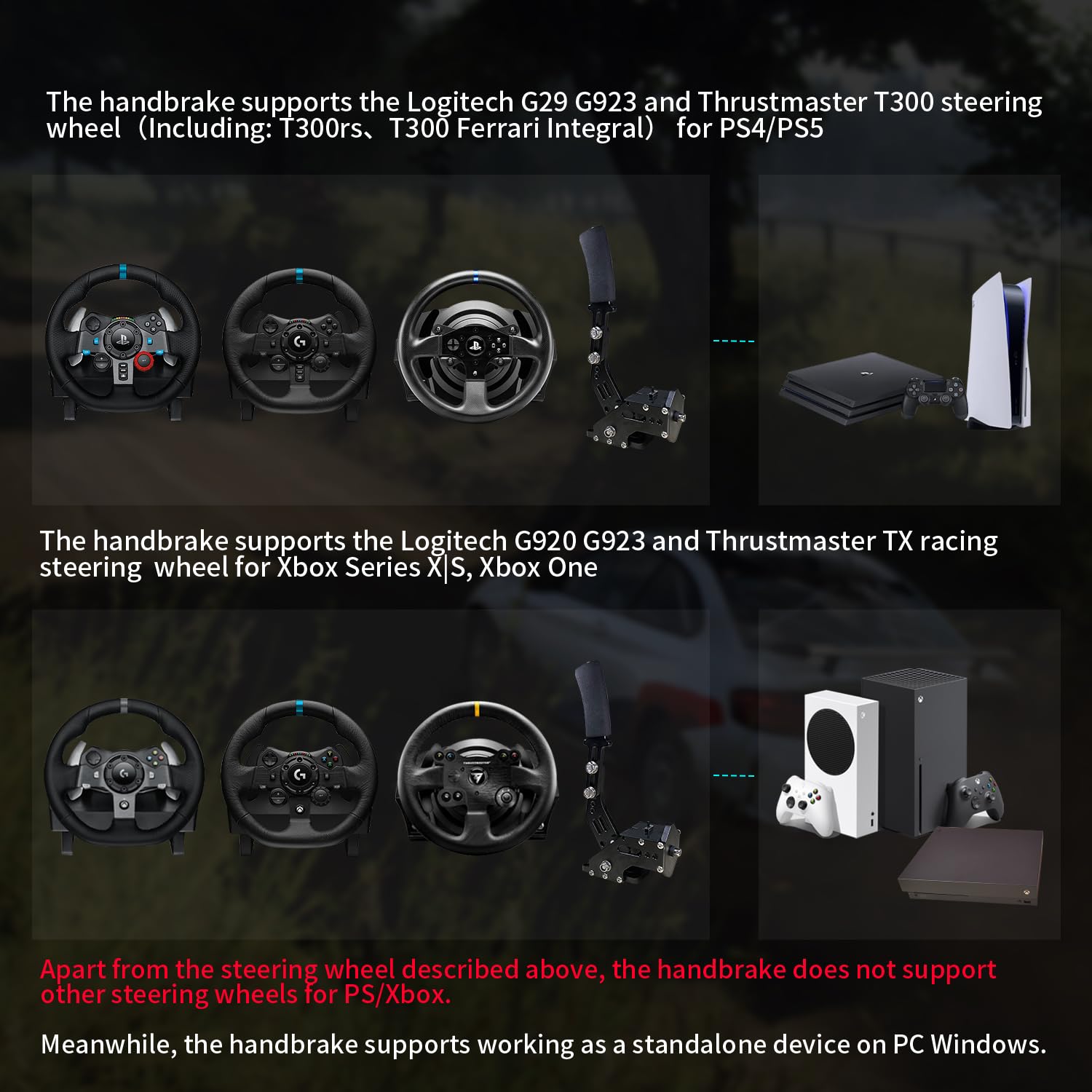 HCXLELD Sim Racing Handbrake, G29 G923 T300 Racing Wheel Compatible with PS4/PS5, G920 G923 TX Racing Wheel Compatible with XBOX Series X/S, XBOX One, and included table clamp - Flex Gamingproduct_type