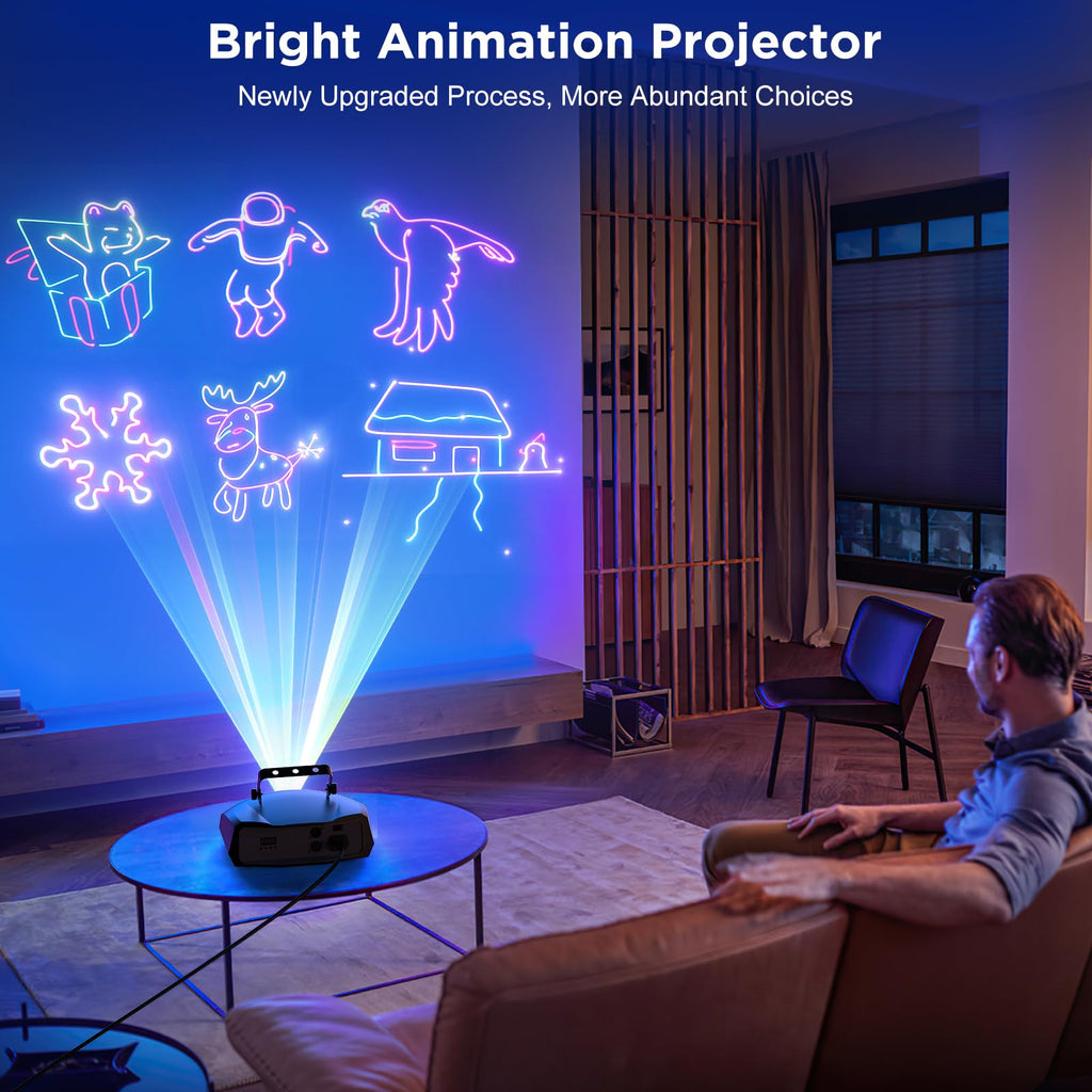 DJ Laser Light for Party,3D Animation Laser Machine,Multiple Control Functions,Support Manual Graffiti, Text Playback, and Personalized Programming,Suitable for DJ Parties, KTV Bars and Events